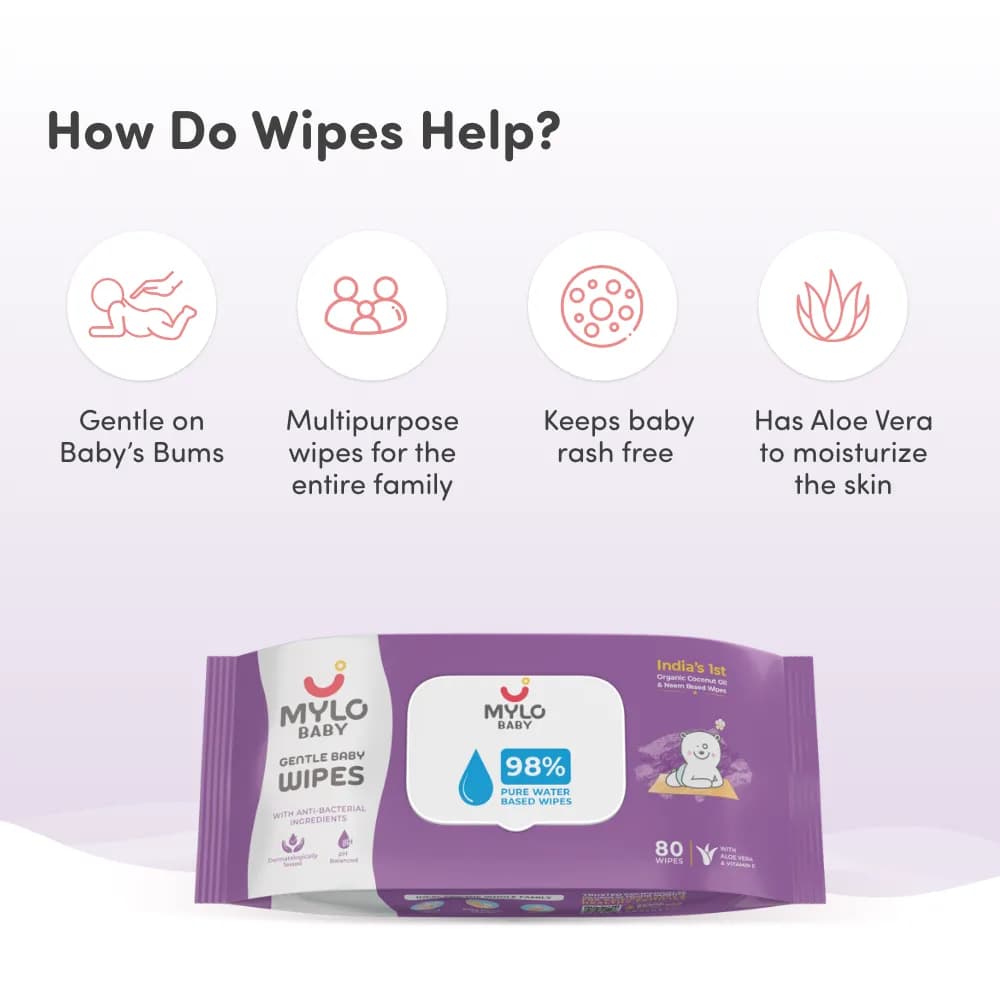 Adjustable Washable & Reusable Cloth Diaper With Dry Feel, Absorbent Insert Pad (3M-3Y) | Oeko-Tex Certified | Prevents Rashes - Rainbow, Floral Spring, Heart Doodles + Gentle Baby Wipes with Organic Coconut oil & Neem - Pack of 3