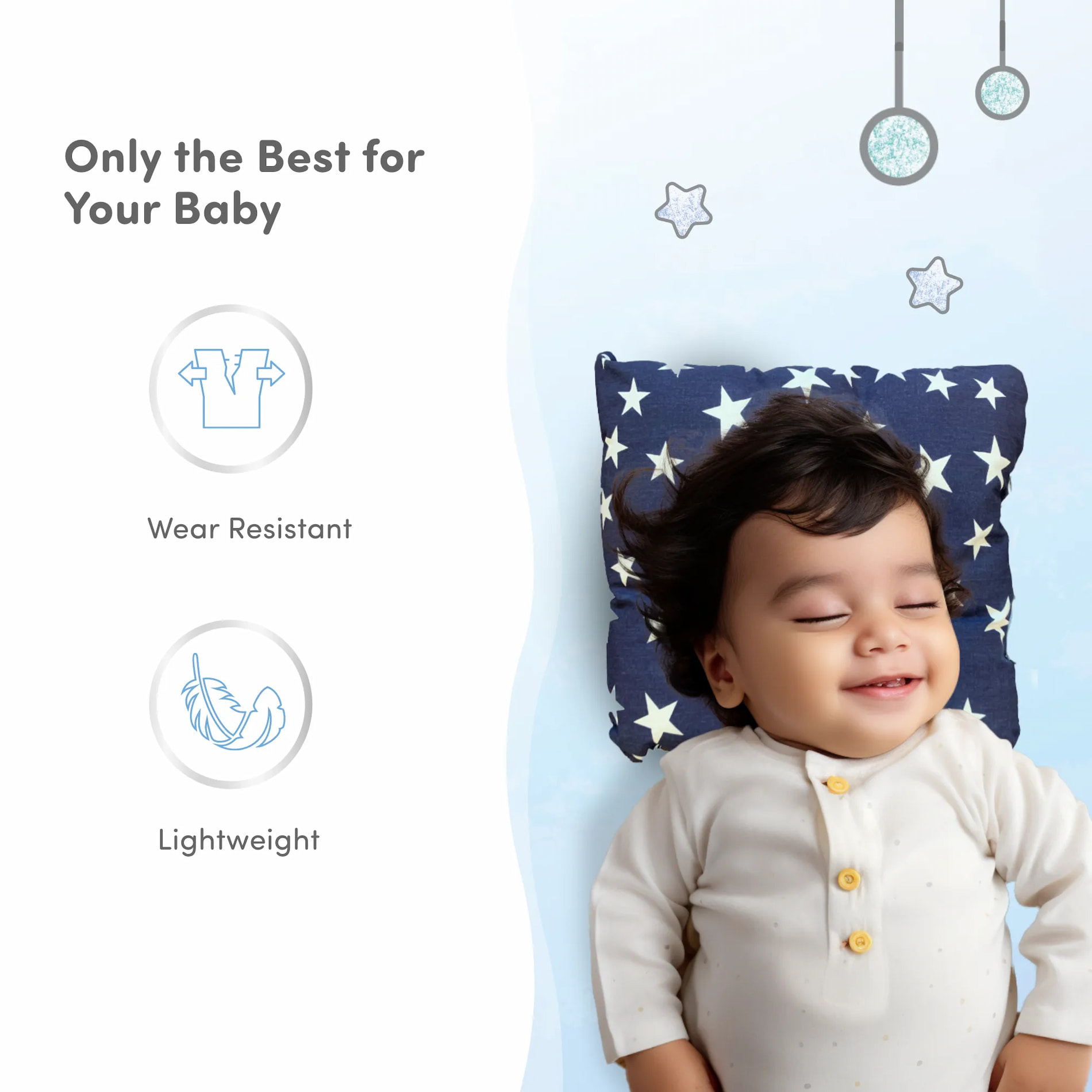 Premium Head Shaping Baby Pillow | Provides Neck Support | Prevents Flat Head Syndrome | Portable & Lightweight | 0-36 Months | Starry Night