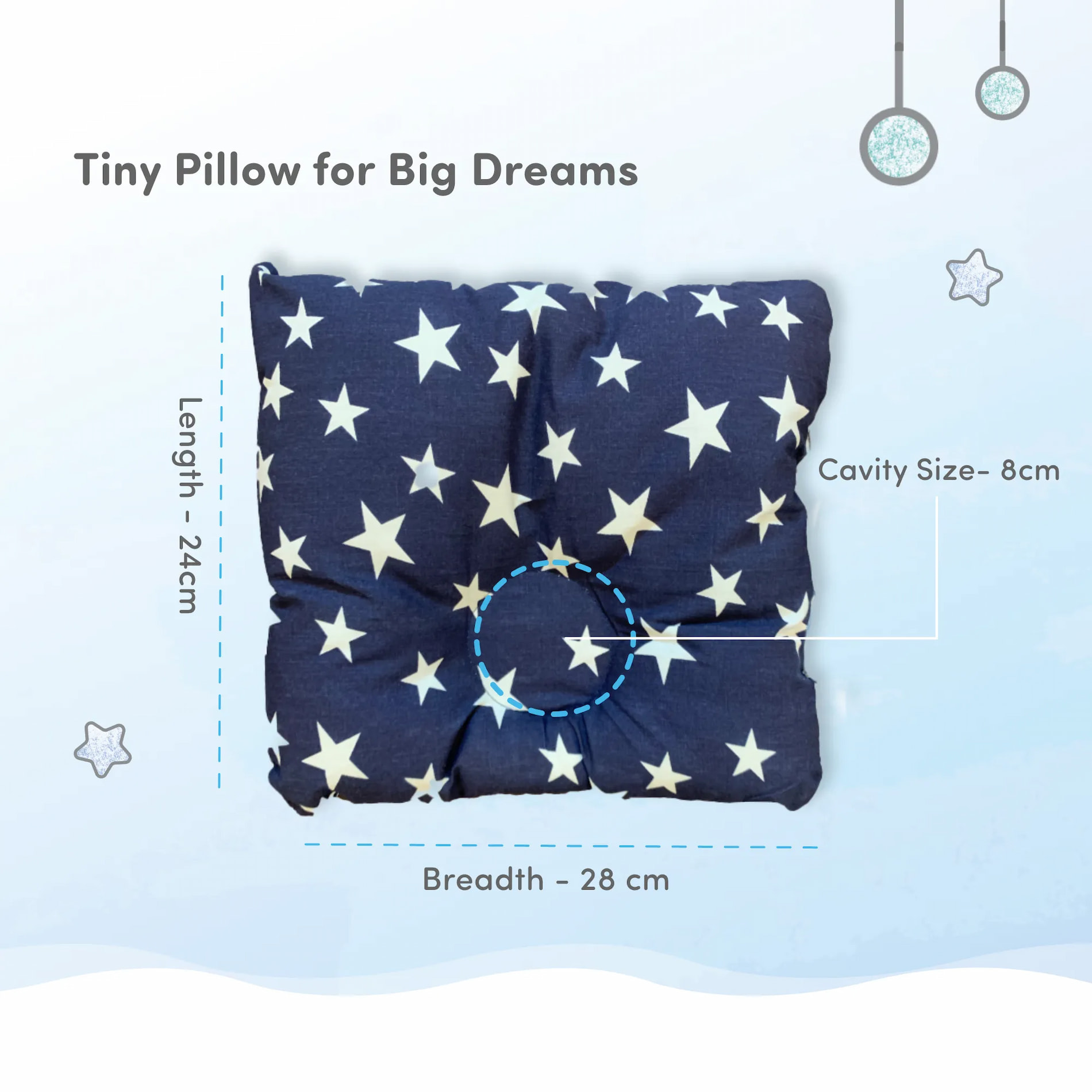 Premium Head Shaping Baby Pillow | Provides Neck Support | Prevents Flat Head Syndrome | Portable & Lightweight | 0-36 Months | Starry Night