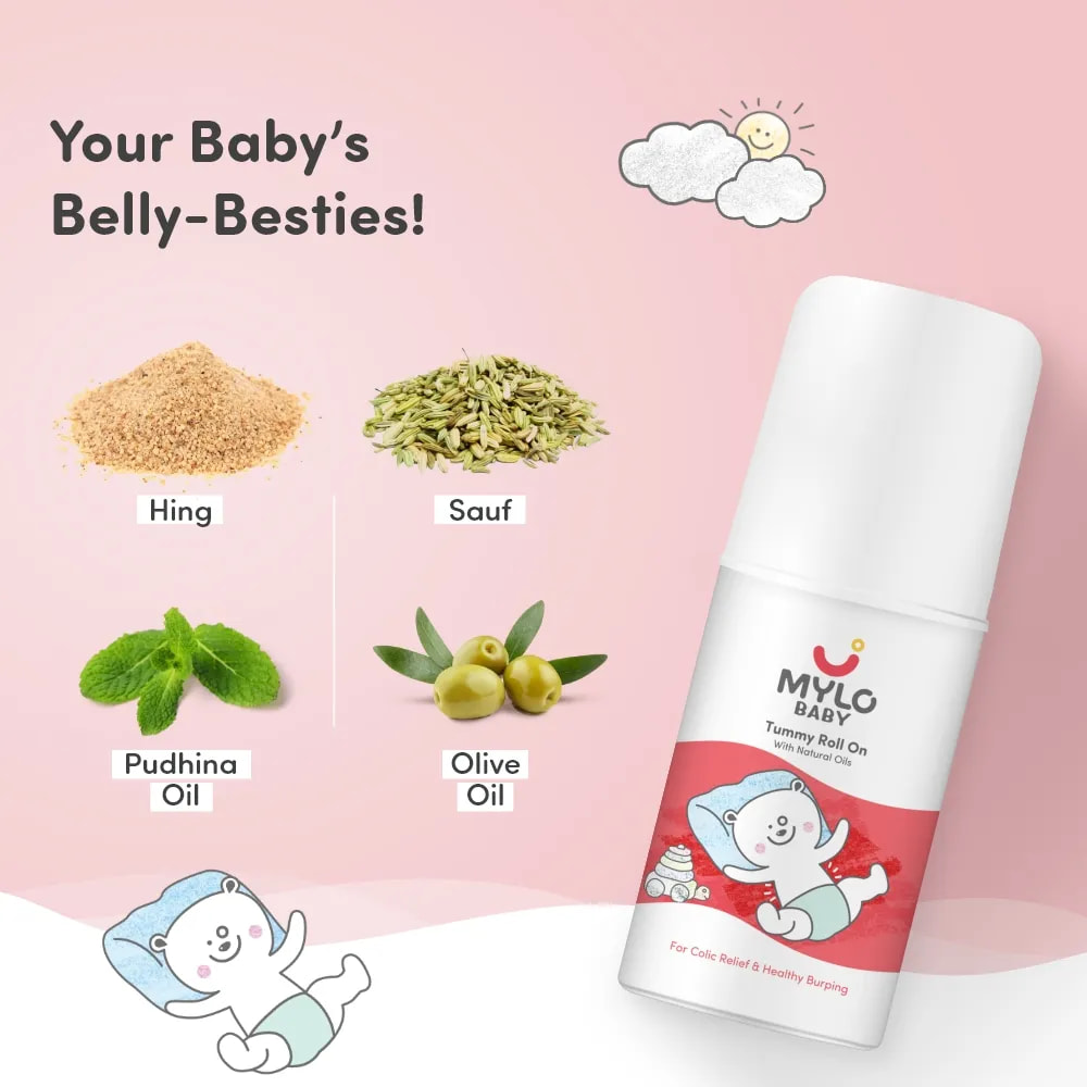 Baby Essentials Gift Set - Baby Body Wash & Shampoo (200ml), Daily Moisturising Lotion for Babies (200ml), Cold Pressed Extra Virgin Coconut Oil (200ml), Baby Natural Tummy Roll On (40ml) & Gentle Baby Wipes with Lid (80 wipes * 3packs)