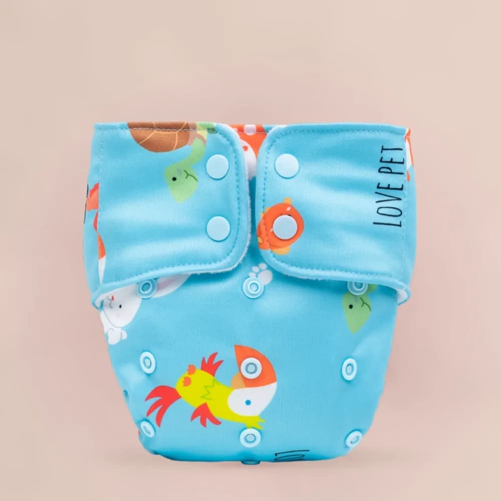 Adjustable Washable & Reusable Cloth Diaper With Absorbent Insert Pad (3M-3Y) | Oeko-Tex Certified | Prevents Rashes - Pet Love - Pack of 1