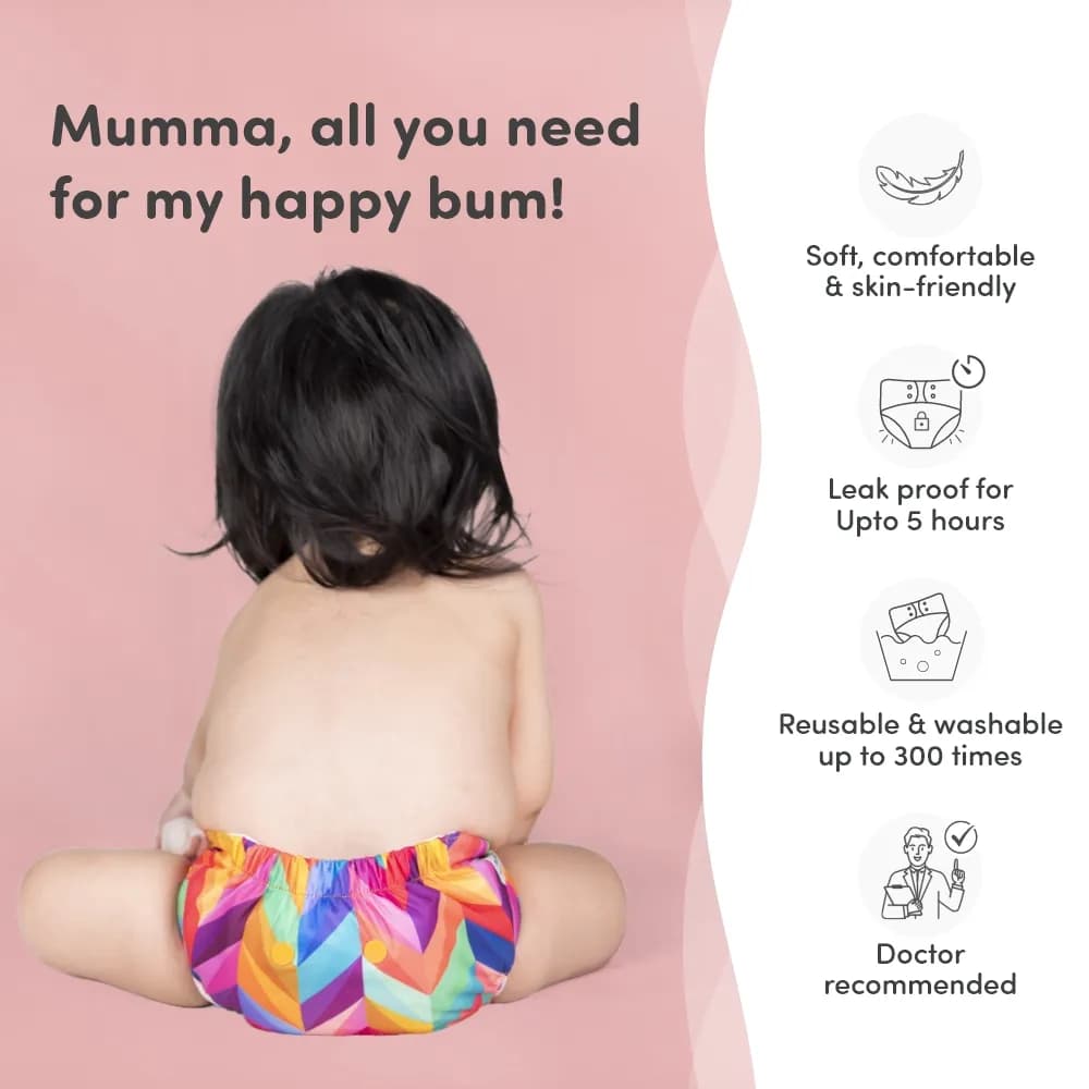 Adjustable Washable & Reusable Cloth Diaper With Absorbent Insert Pad (3M-3Y)  | Oeko-Tex Certified | Prevents Rashes - Floral Spring, ABC & Twinkle Twinkle - Pack of 3