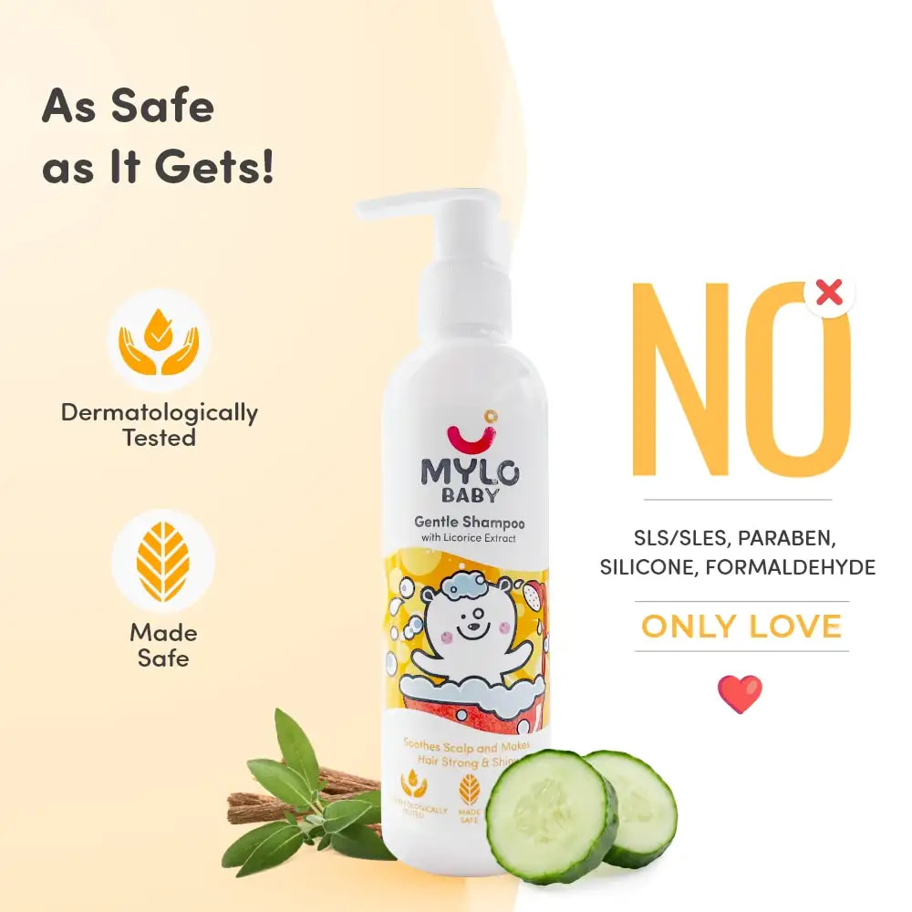 Baby Shampoo | Makes Hair Strong & Shiny | Tear Free Formulation | Treats Dry Scalp | Boosts Hair Growth | Dermatologically Tested | Made Safe Certified- 200 ml