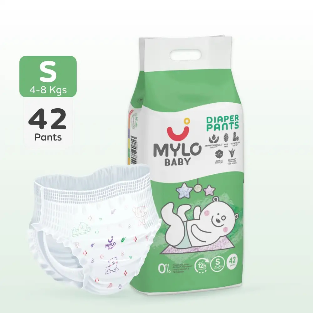 Baby Diaper Pants Small (S) Size 4-8 kgs (42 count) Leak Proof | Lightweight | Rash Free | 12 Hours Protection | ADL Technology (Pack of 1)