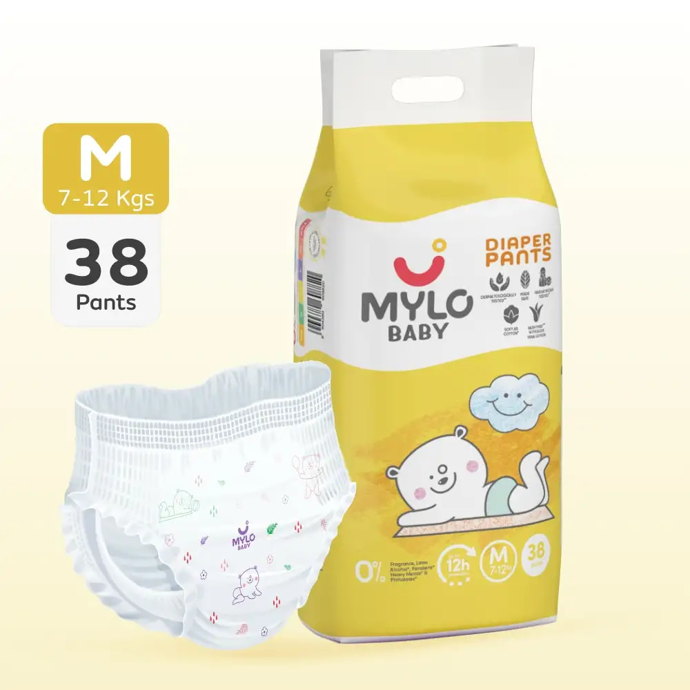 Baby Diaper Pants Medium (M) Size 7-12 kgs (38 count) - Pack of 1