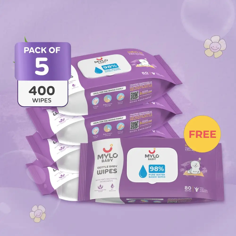 Gentle Baby Wipes with Lid - Pack of 4 + 1 Free Pack