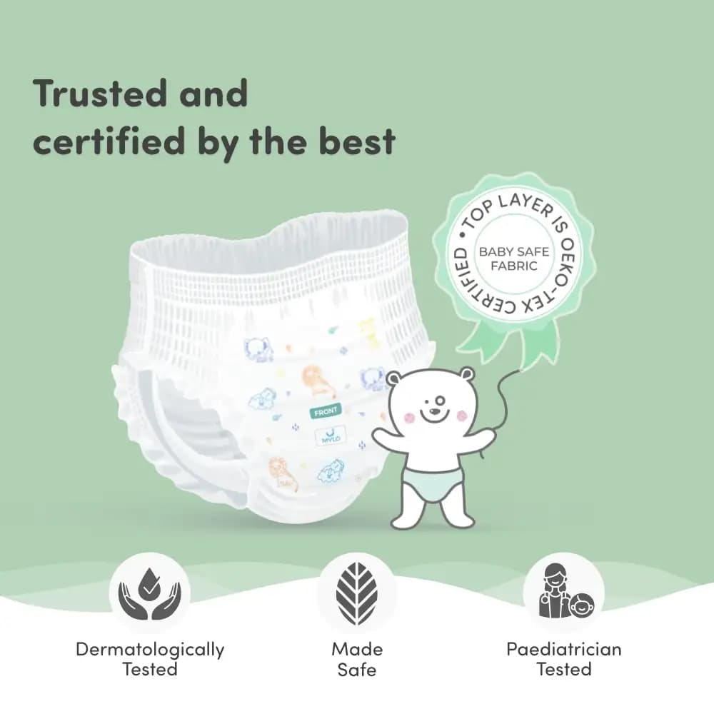 Mylo Baby Baby Diaper Pants Small (S) Size, 4-8 kgs with ADL Technology - 84 Count - 12 Hours Protection