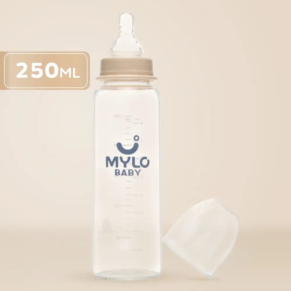 Glass Feeding Bottle | BPA Free | Anti-Colic | 100% Food Grade | Stain & Odor Free - 250 ml