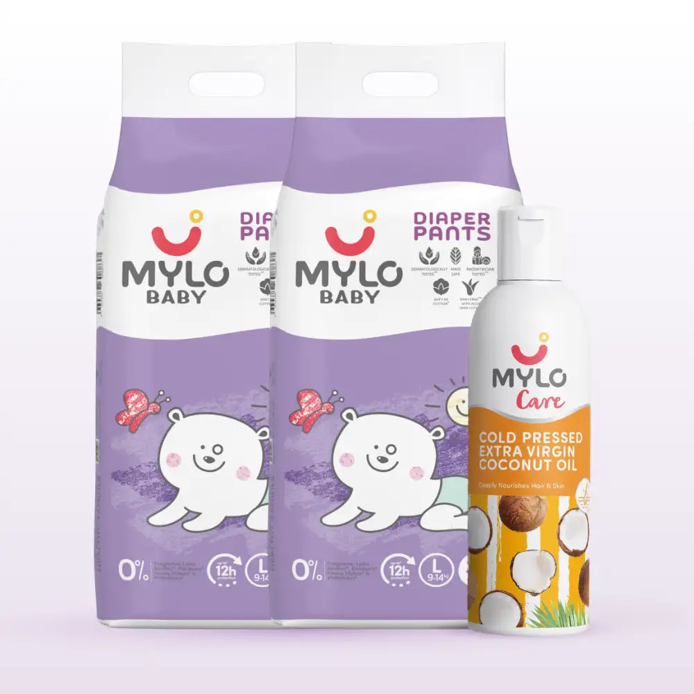 Diapers Pants (Large) + Cold Pressed Extra Virgin Coconut Oil (200ml) Super Saver Combo