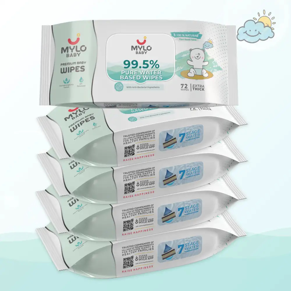 99.5% Ultra Pure Water- Based Premium Wipes - Pack of 5