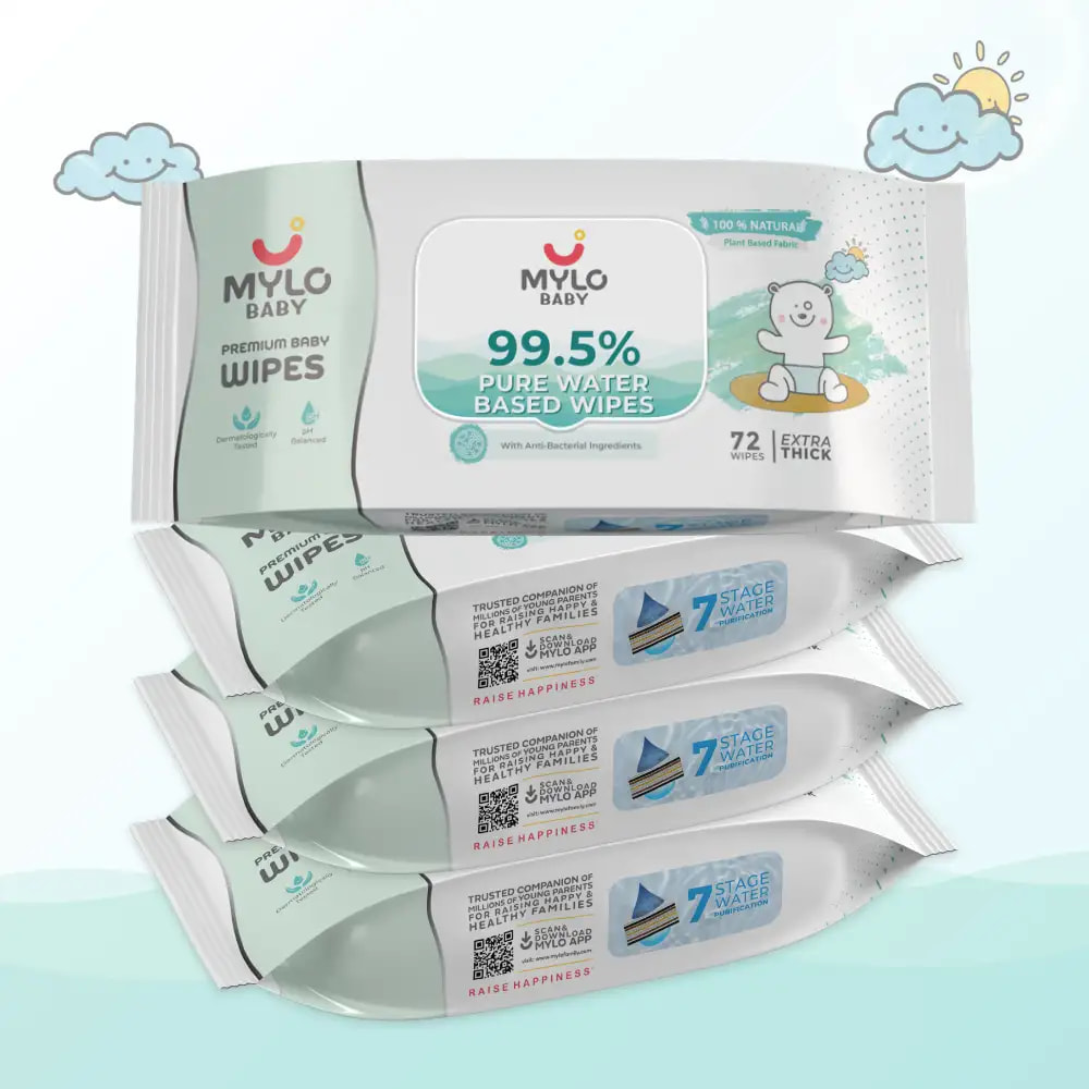 99.5% Ultra Pure Water- Based Premium Wipes - Pack of 4