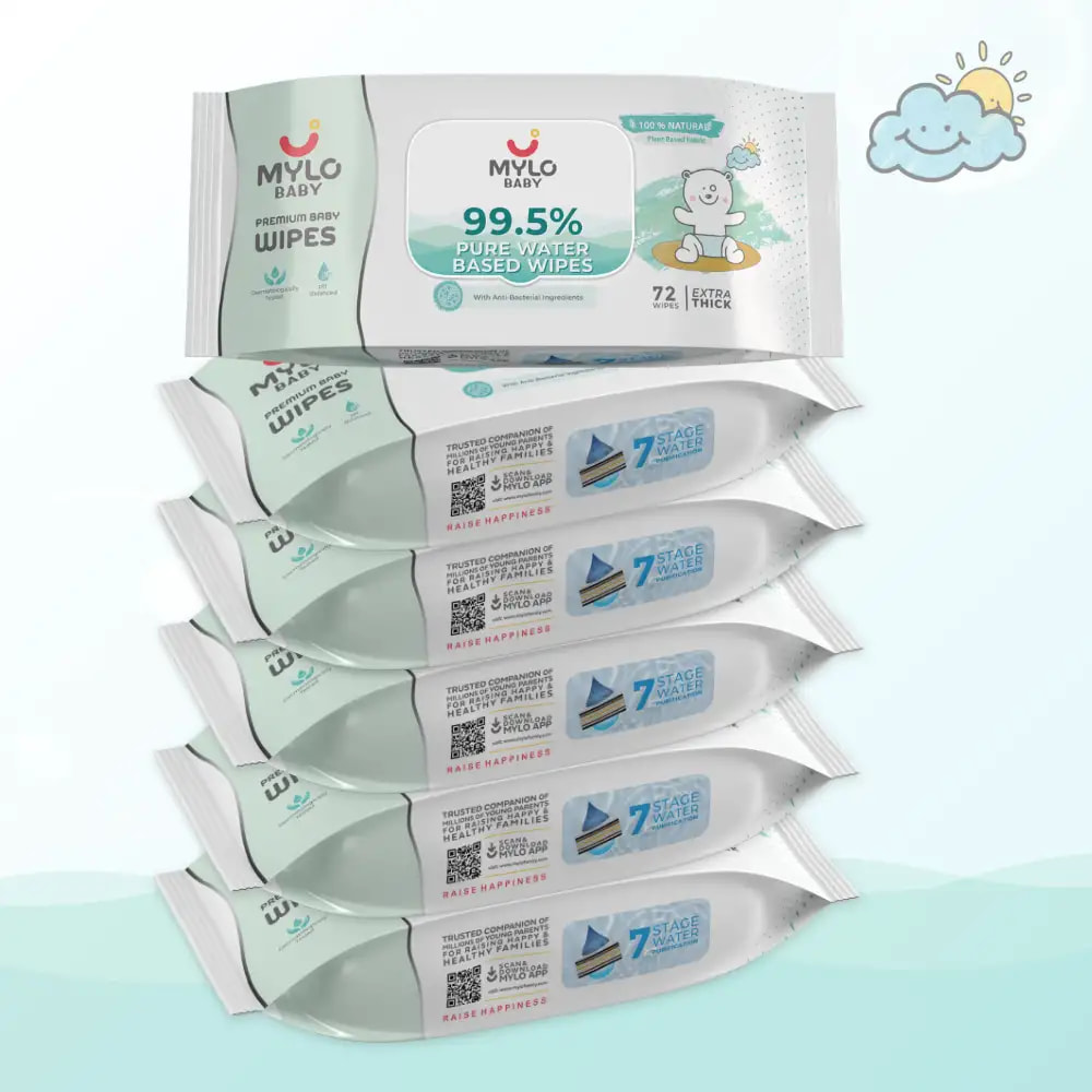 99.5% Ultra Pure Water- Based Premium Wipes - Pack of 6