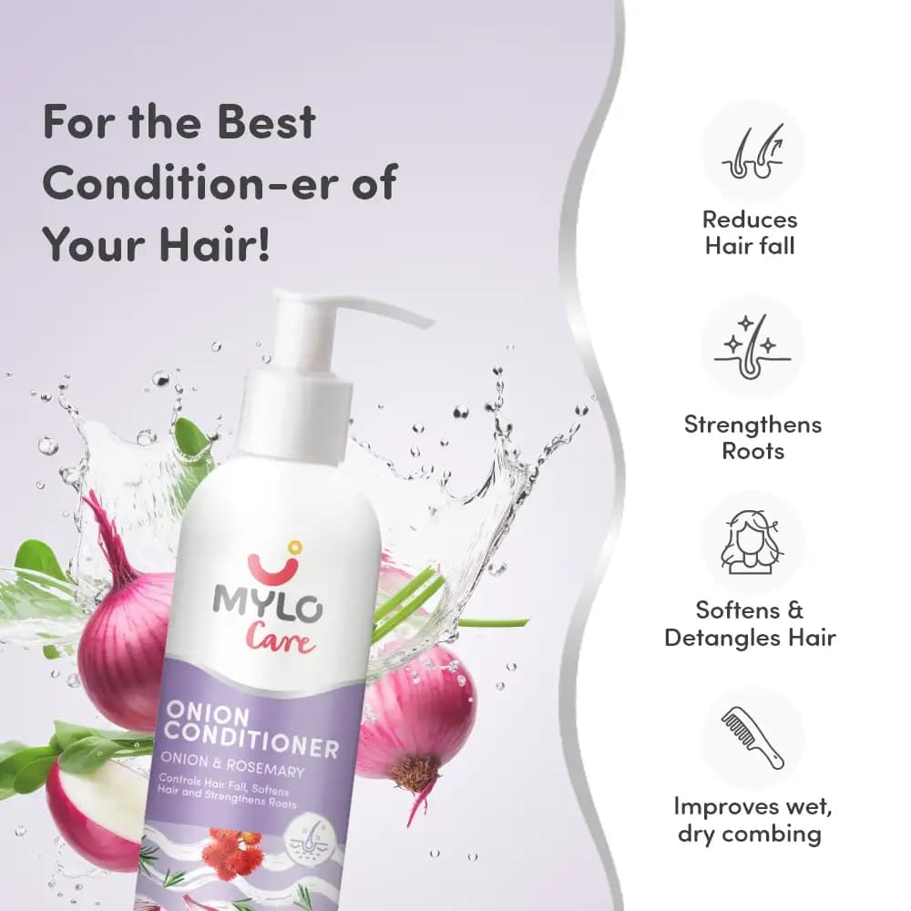 Onion Hairfall Control Conditioner with Red Onion Oil, Bhringraj & Plant Keratin - Reduces Hairfall | Strengthens Roots | Softens Hair (200 ml)