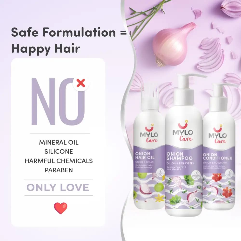 Anti Hairfall Onion Care Kit - Reduces Hair Fall | Nourishes Hair | Improves Scalp Health - Oil (200 ml), Shampoo (200 ml) & Conditioner (200 ml)