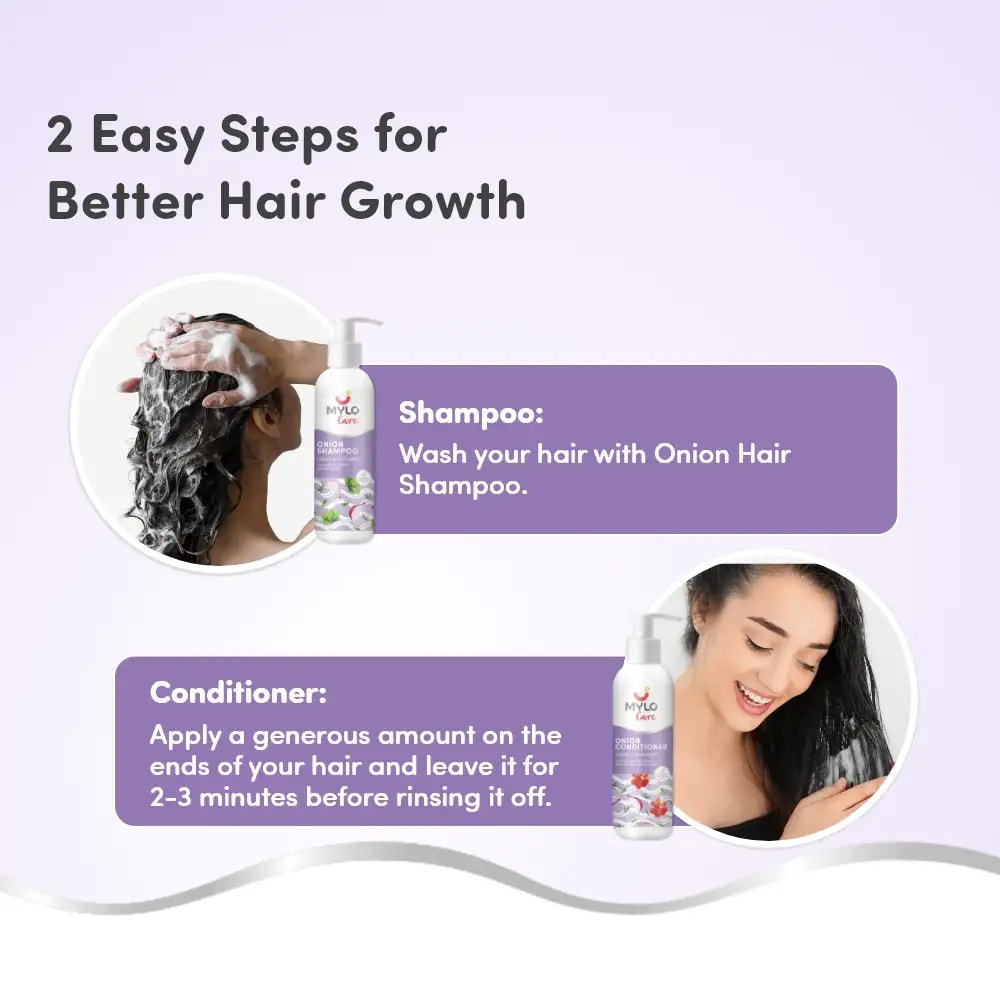 Anti Hair Fall Kit - Strengthens Hair Roots | Nourishes Hair Follicles | Prevents Hair Breakage - Onion Shampoo & Onion Conditioner 200ml