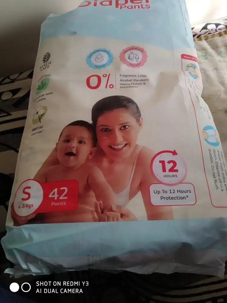 Mylo Baby New Born Diaper Pants | Up to 5Kgs | with Wetness Indicator | 92 Count