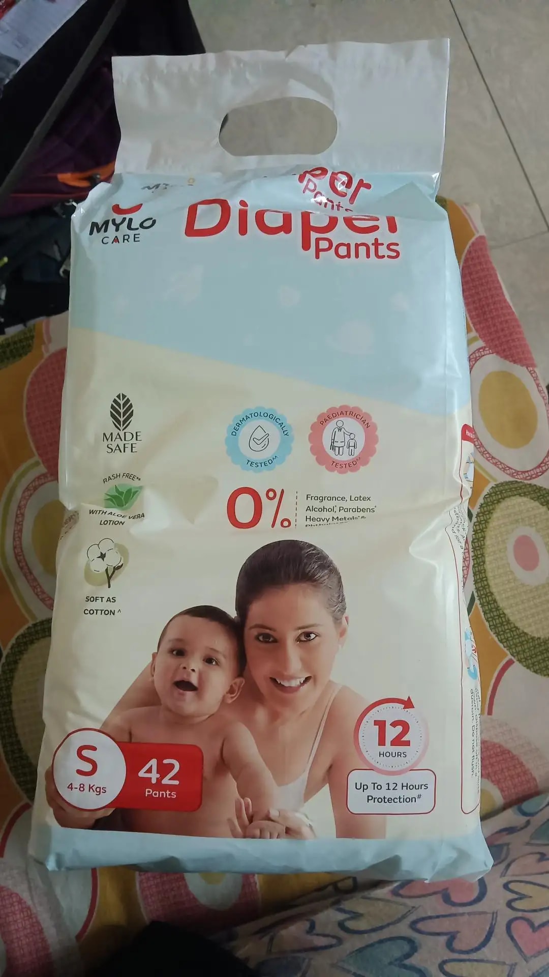 Mylo Baby New Born Diaper Pants | Up to 5Kgs | with Wetness Indicator | 92 Count