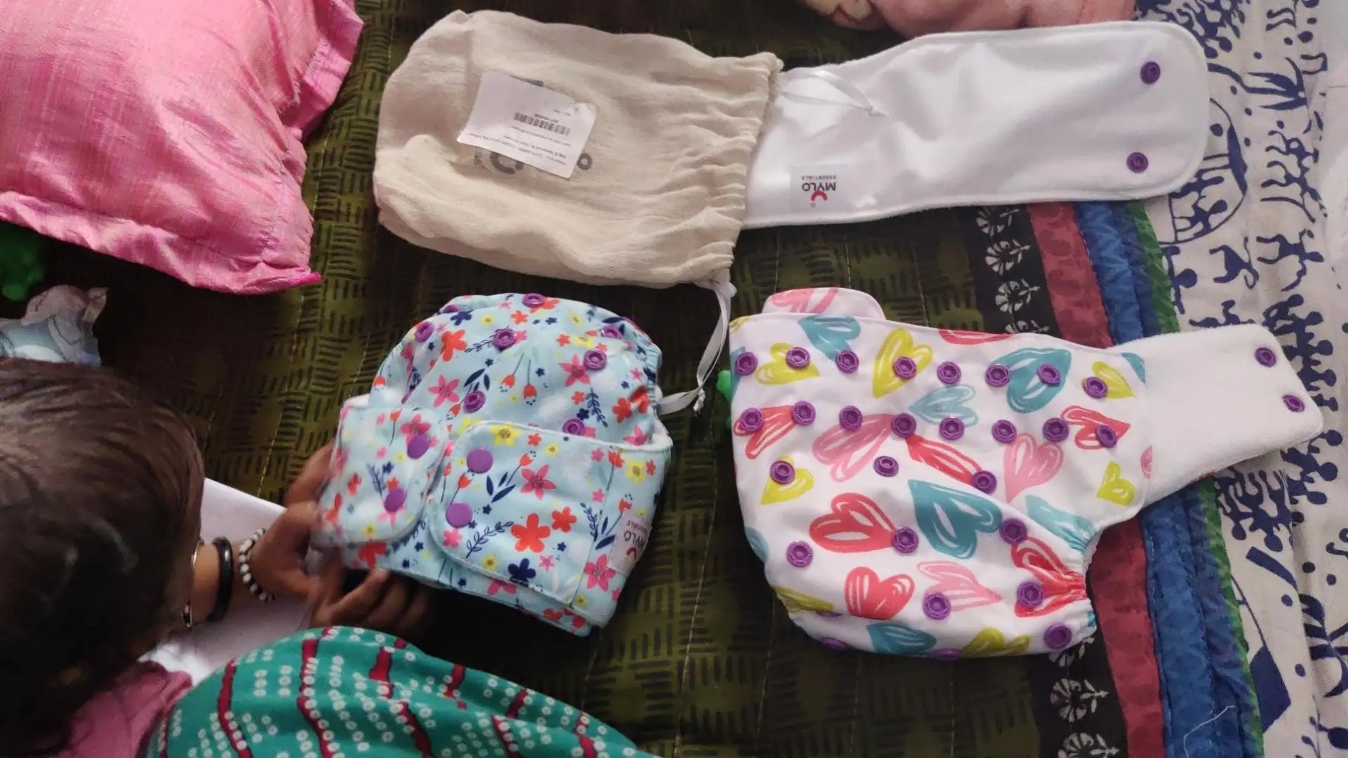 Adjustable Washable & Reusable Cloth Diaper With Absorbent Insert Pad (3M-3Y) | Oeko-Tex Certified | Prevents Rashes - Floral Spring & Rainbow - Pack of 2