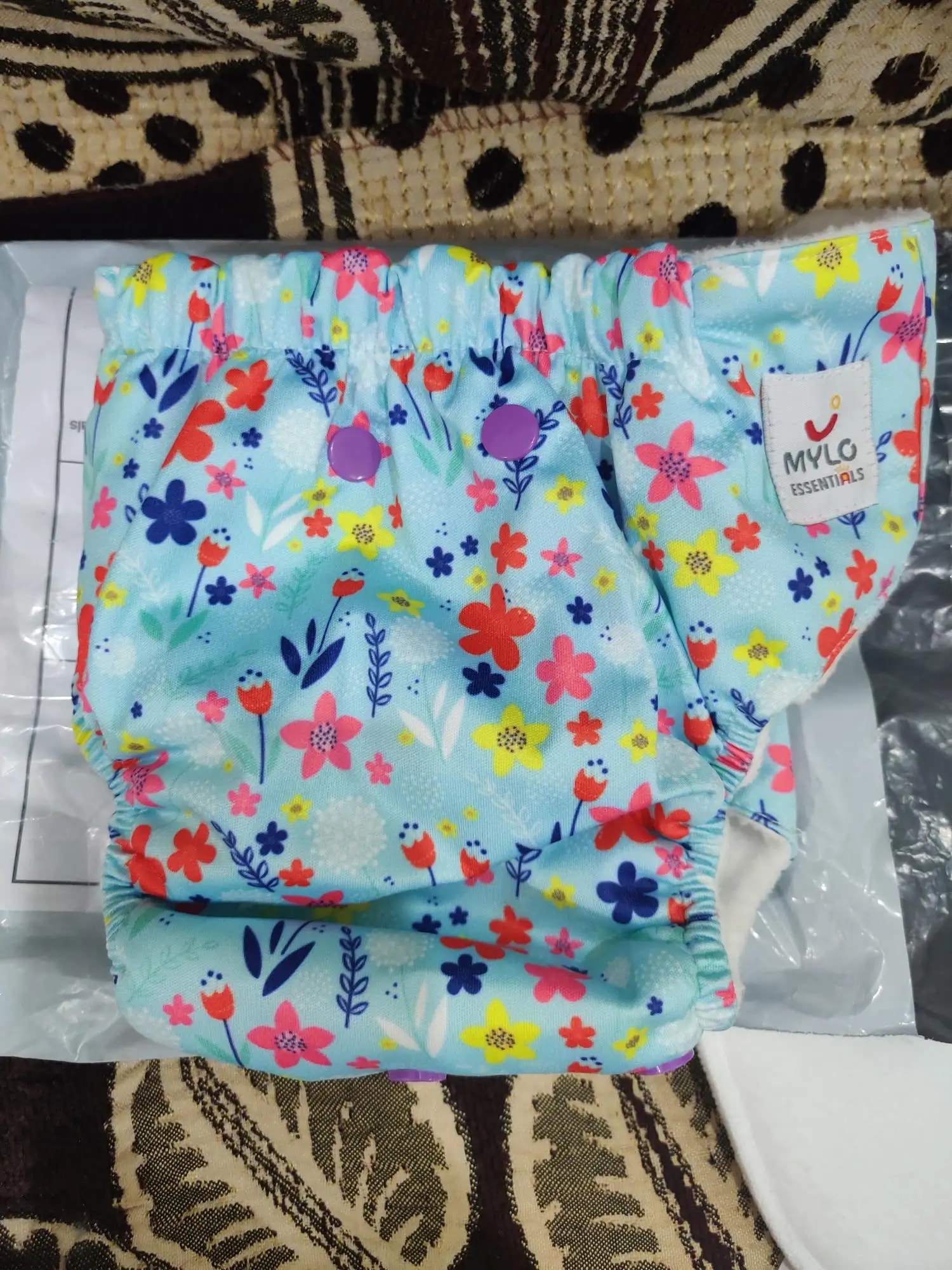 Adjustable Washable & Reusable Cloth Diaper With Dry Feel, Absorbent Insert Pad (3M-3Y) Prevents Rashes - Floral Spring - Pack of 1