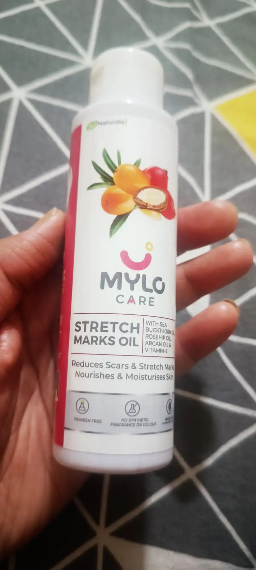 Stretch Marks Oil With Sea Buckthorn, Rosehip, Argan & Coconut Oil | Scars & Stretch Mark Lightening | Natural Skin Care Solution for Pregnant Women - 100ml