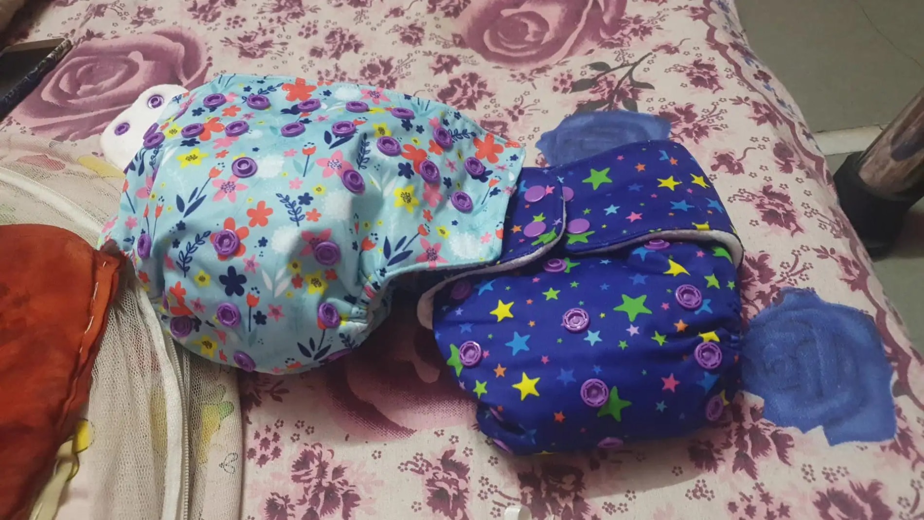 Adjustable Washable & Reusable Cloth Diaper With Absorbent Insert Pad (3M-3Y) | Oeko-Tex Certified | Prevents Rashes - Floral Spring & Rainbow - Pack of 2