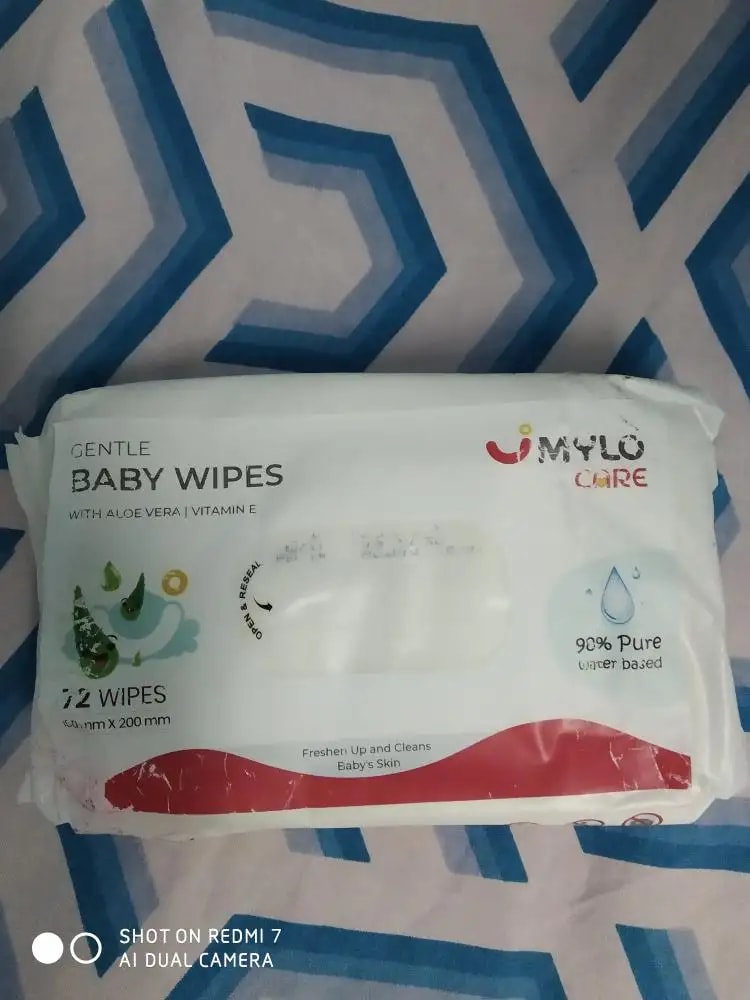 Gentle Baby Wipes With Lid - Organic Coconut Oil, Neem, Aloe Vera and Vitamin E | 98% Pure Water | Dermatologically Tested (Pack of 6) - 72 Wipes Per Pack