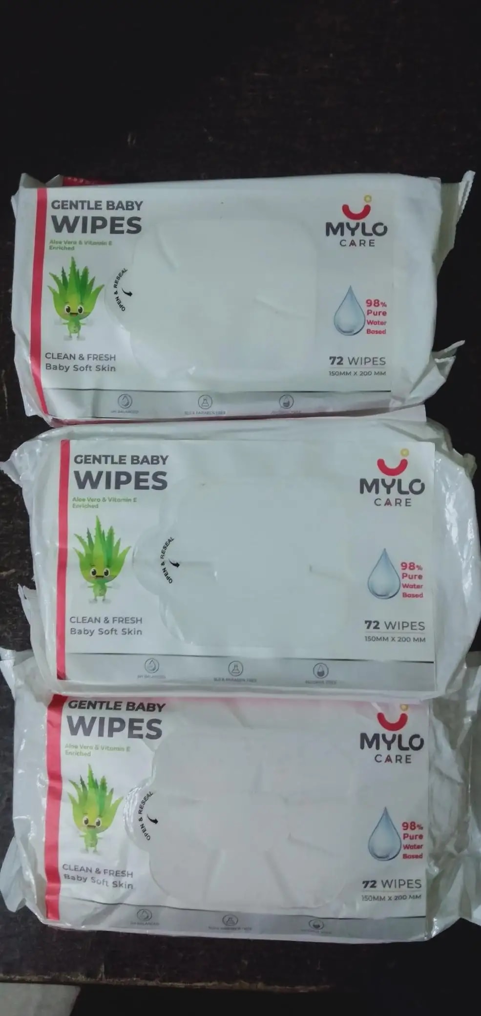 Gentle Baby Wipes With Lid - Organic Coconut Oil, Neem, Aloe Vera and Vitamin E | 98% Pure Water | Dermatologically Tested (Pack of 6) - 72 Wipes Per Pack