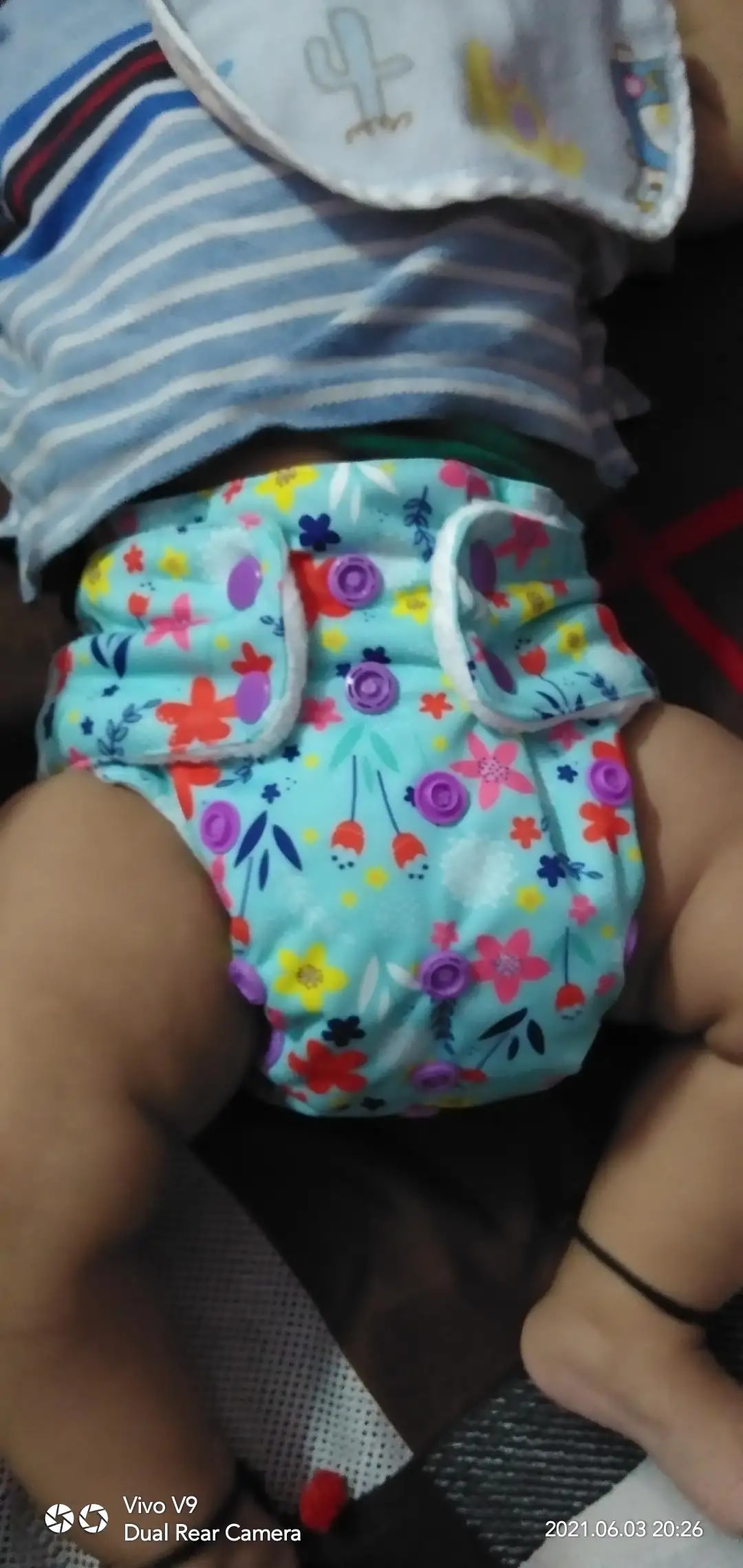 Adjustable Washable & Reusable Cloth Diaper With Dry Feel, Absorbent Insert Pad (3M-3Y) Prevents Rashes - Floral Spring - Pack of 1