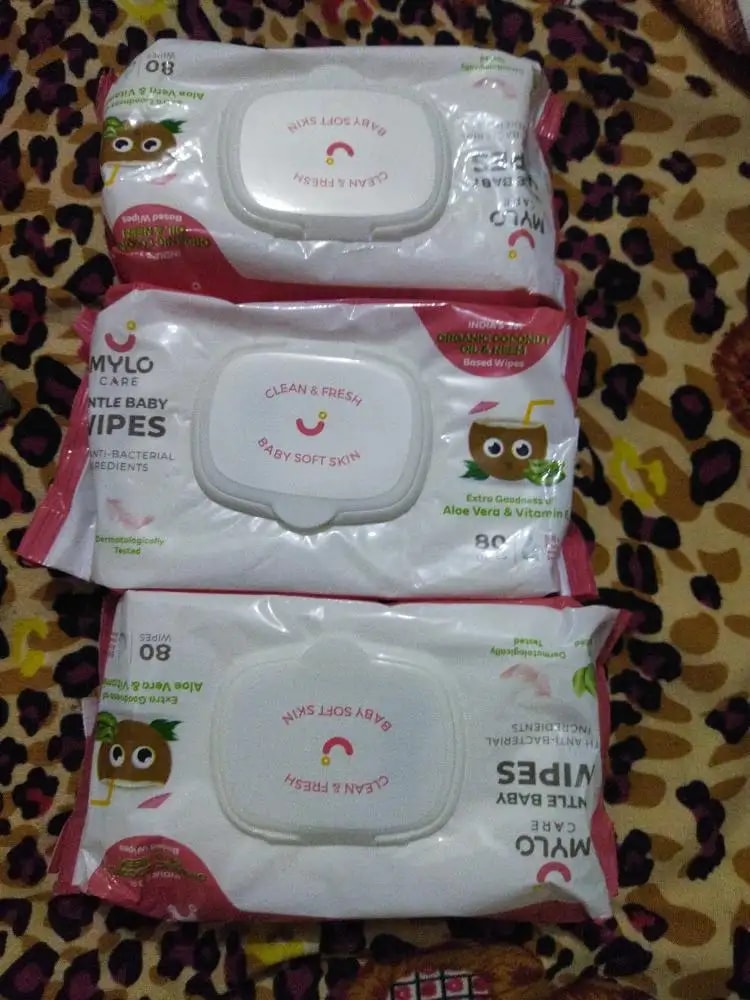 Gentle Baby Wipes With Lid - Organic Coconut Oil, Neem, Aloe Vera and Vitamin E | 98% Pure Water | Dermatologically Tested (Pack of 6) - 72 Wipes Per Pack