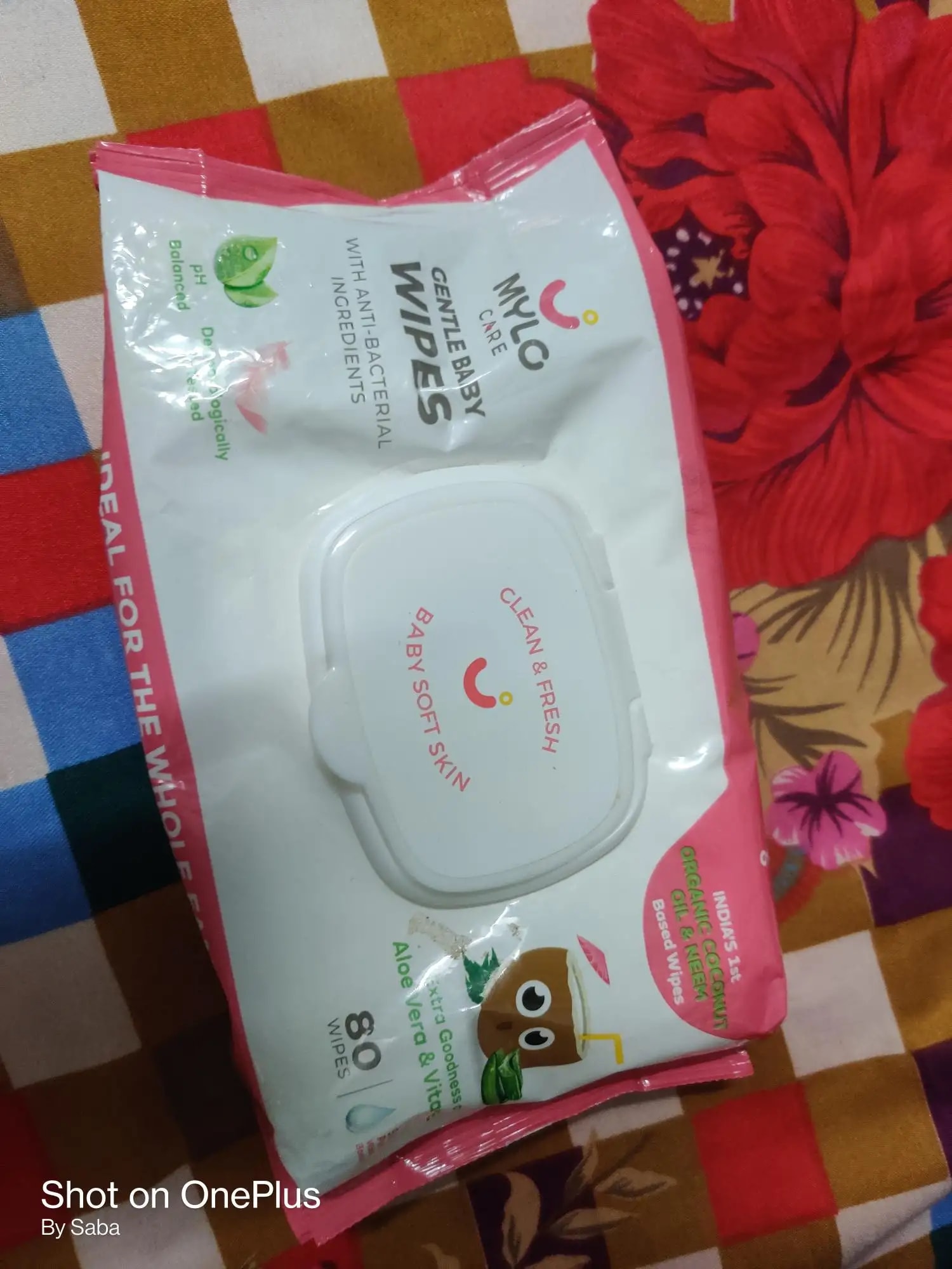 Gentle Baby Wipes With Lid - Organic Coconut Oil, Neem, Aloe Vera and Vitamin E | 98% Pure Water | Dermatologically Tested (Pack of 6) - 72 Wipes Per Pack