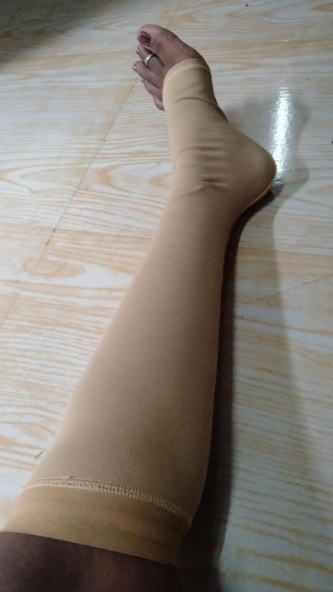 Open Toe Compression Stockings - Knee Length (S)