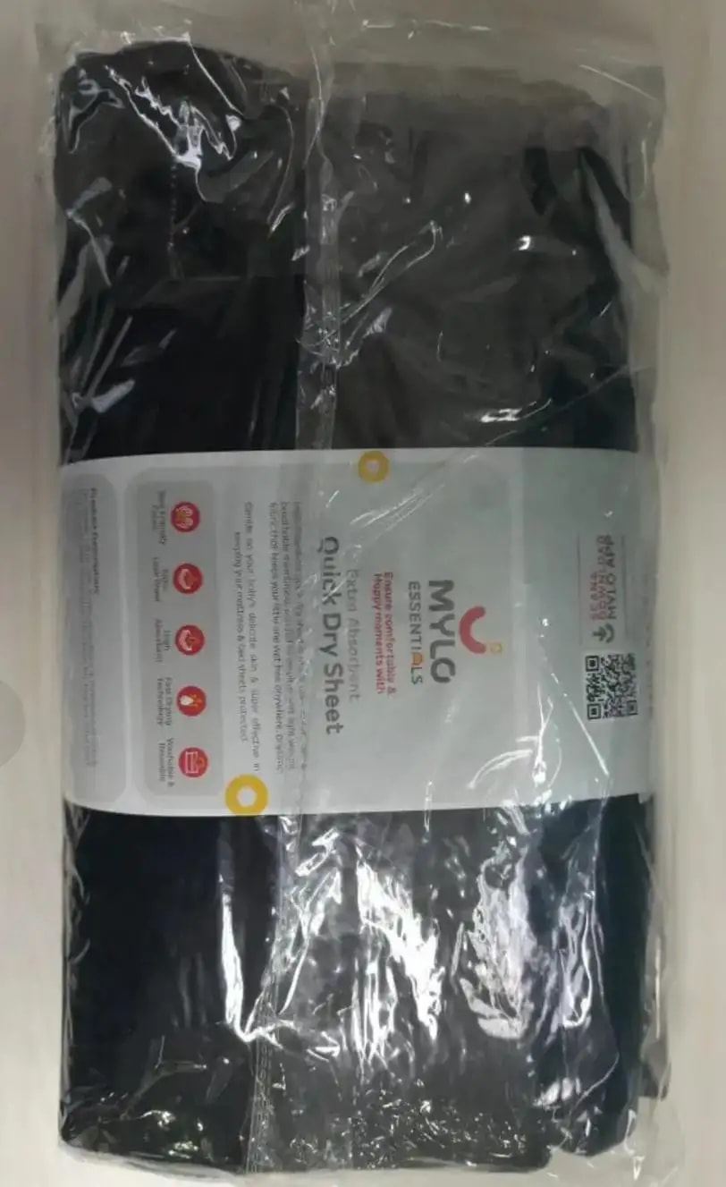 Waterproof Extra Absorbent Baby Dry Sheet & Bed Protector | Guards Against Spills, Stains & Nappy Leaks | Foldable & Portable - Navy Blue - M