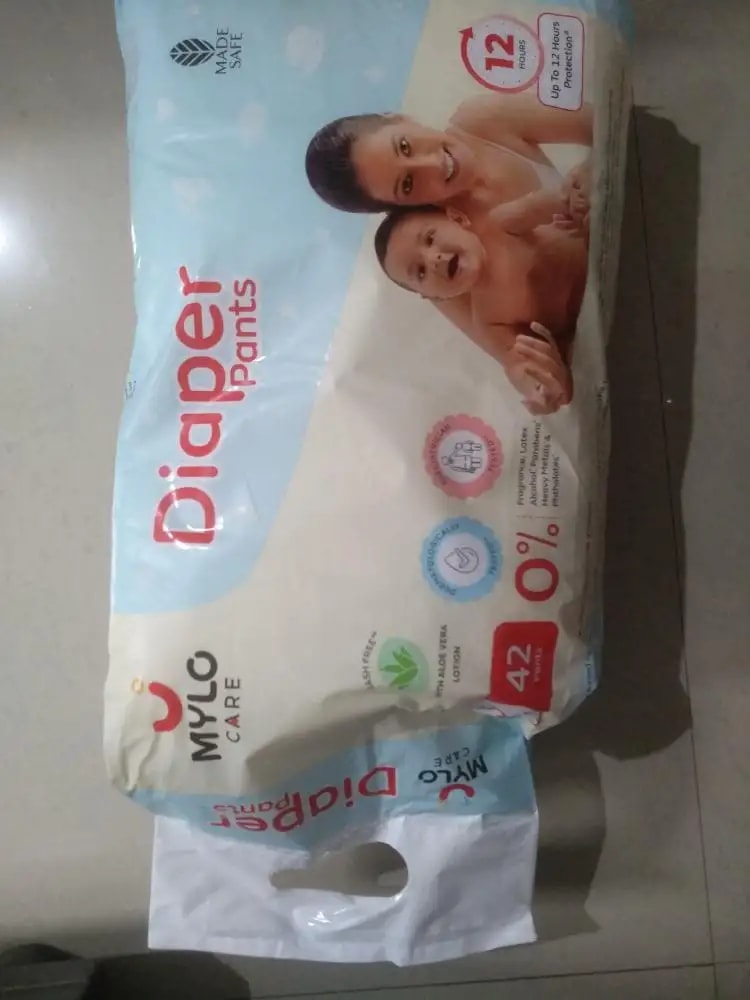 Mylo Baby New Born Diaper Pants | Up to 5Kgs | with Wetness Indicator | 92 Count