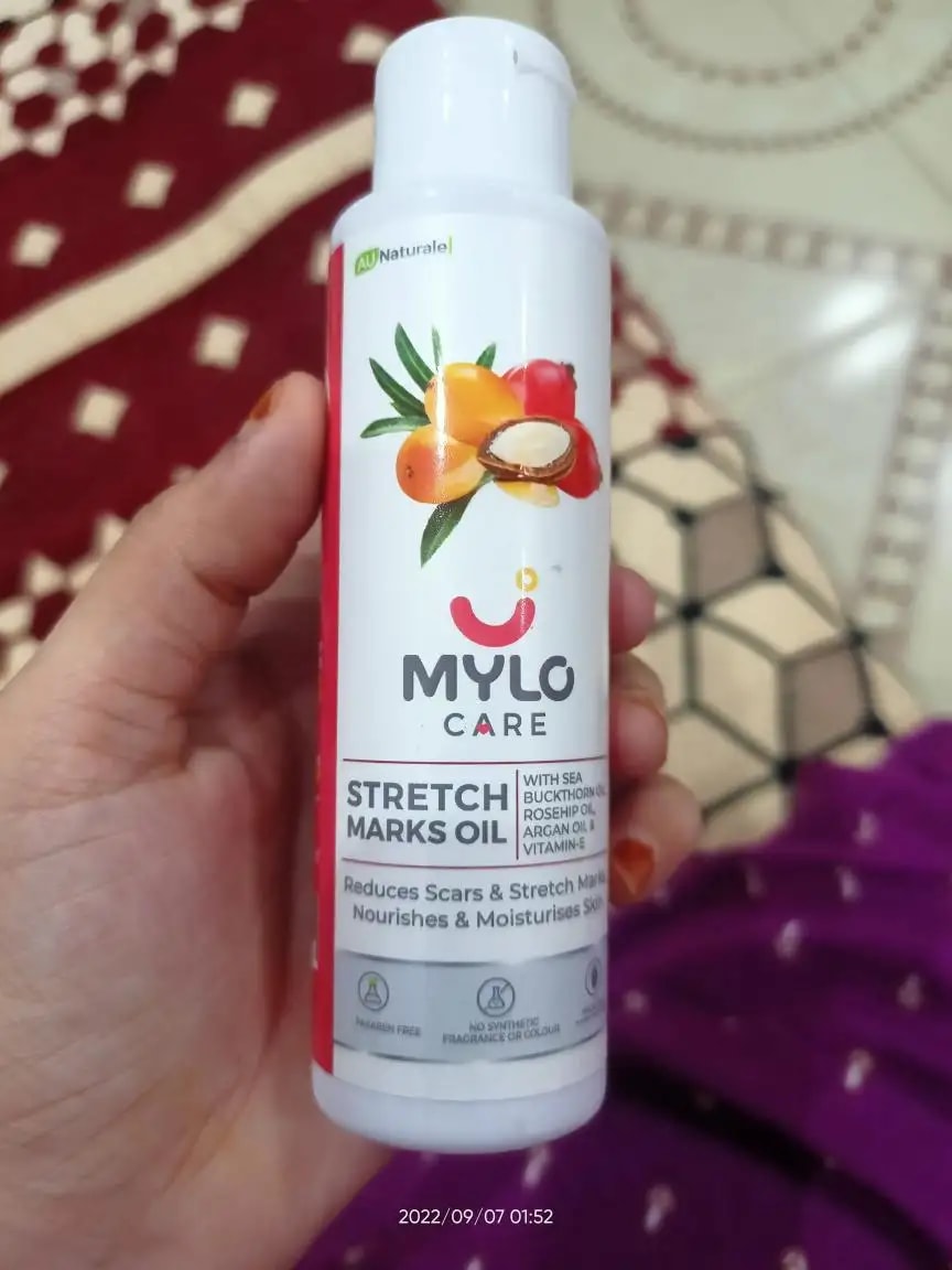 Stretch Marks Oil With Sea Buckthorn, Rosehip, Argan & Coconut Oil | Scars & Stretch Mark Lightening | Natural Skin Care Solution for Pregnant Women - 100ml