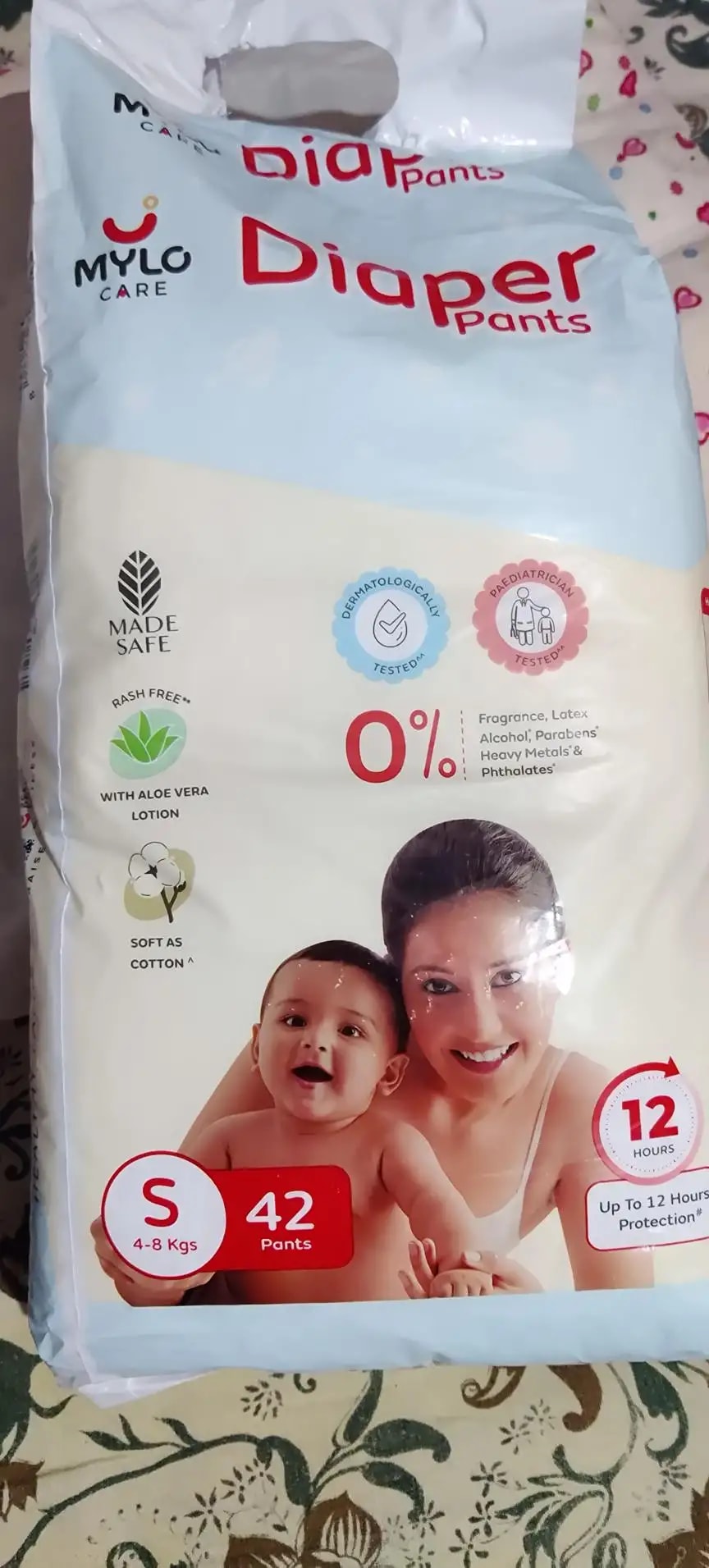 Mylo Baby New Born Diaper Pants | Up to 5Kgs | with Wetness Indicator | 92 Count