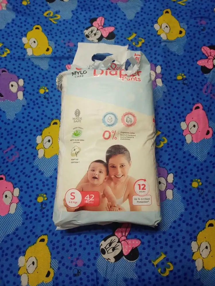 Mylo Baby New Born Diaper Pants | Up to 5Kgs | with Wetness Indicator | 92 Count