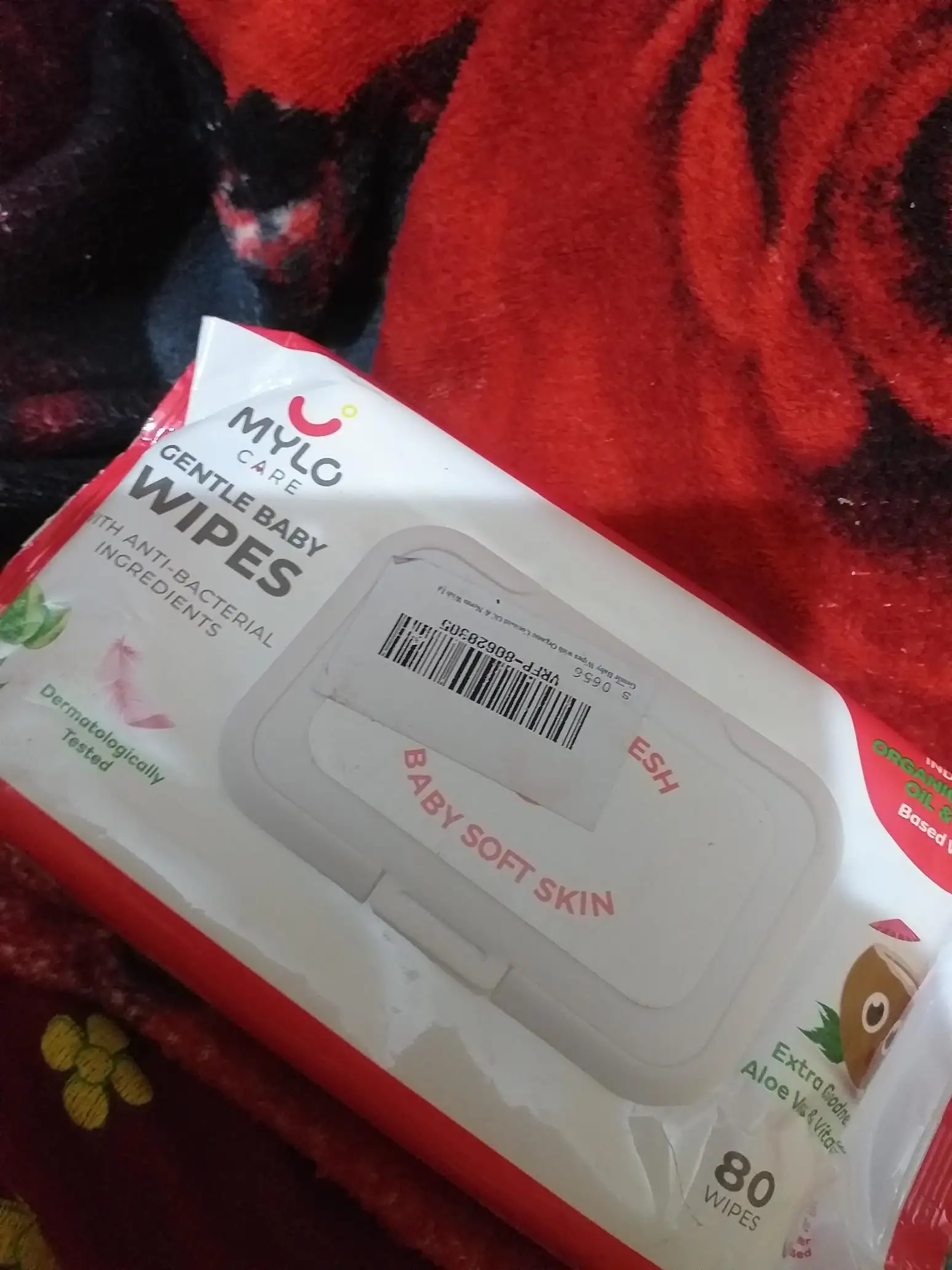Gentle Baby Wipes With Lid - Organic Coconut Oil, Neem, Aloe Vera and Vitamin E | 98% Pure Water | Dermatologically Tested (Pack of 6) - 72 Wipes Per Pack
