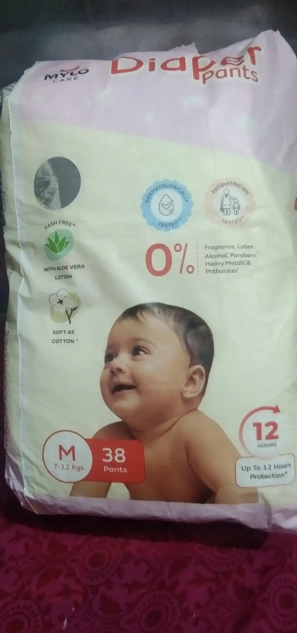 Mylo Baby New Born Diaper Pants | Up to 5Kgs | with Wetness Indicator | 92 Count