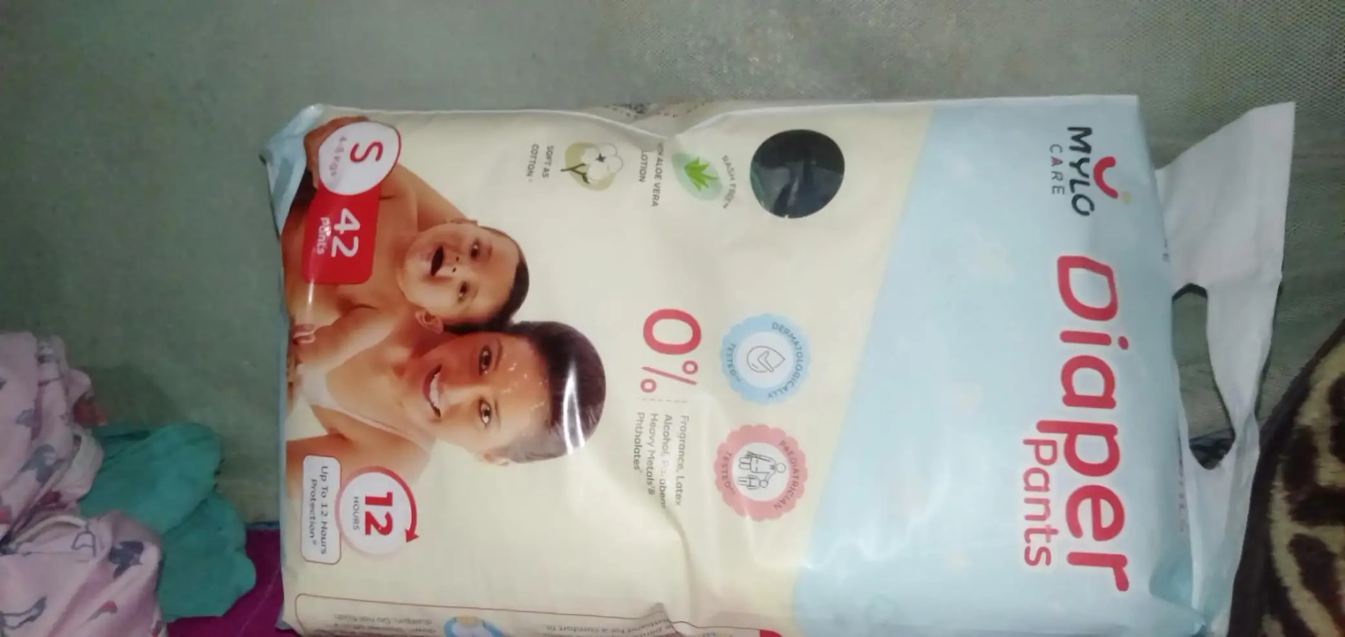 Mylo Baby New Born Diaper Pants | Up to 5Kgs | with Wetness Indicator | 92 Count