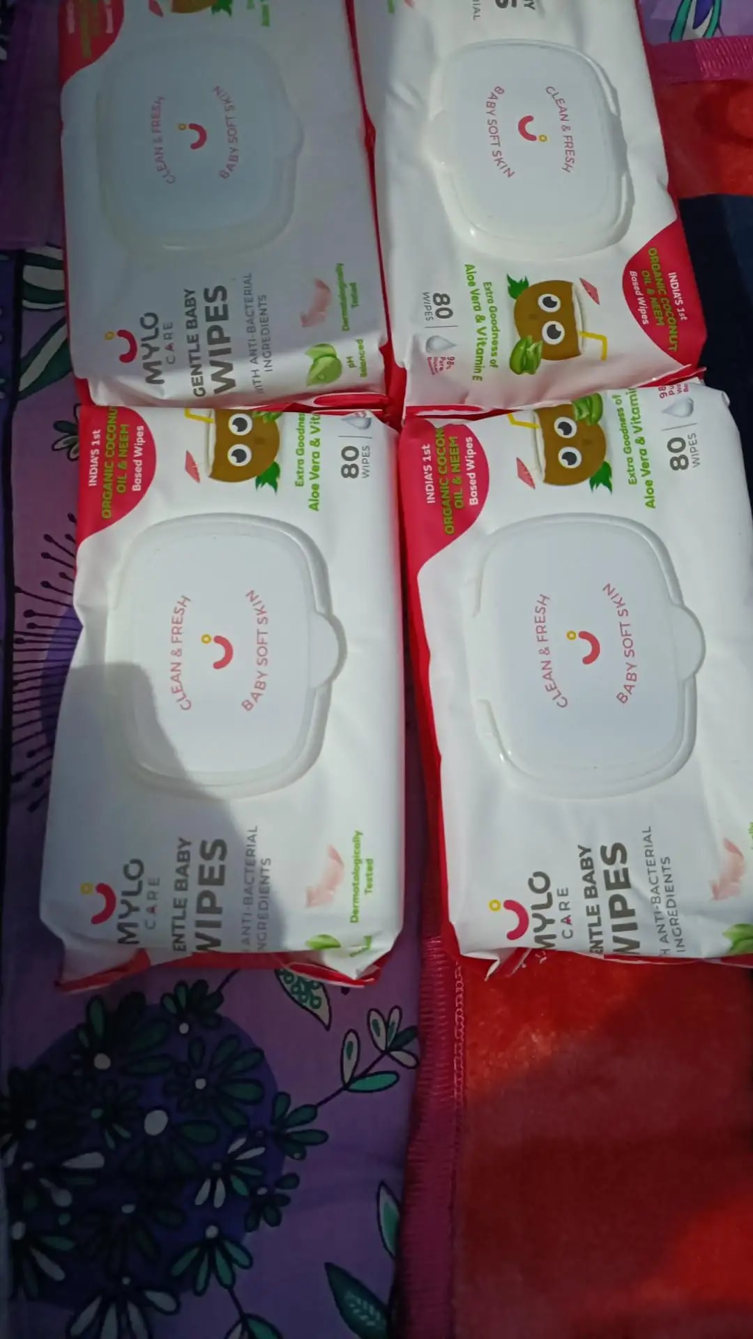 Gentle Baby Wipes With Lid - Organic Coconut Oil, Neem, Aloe Vera and Vitamin E | 98% Pure Water | Dermatologically Tested (Pack of 6) - 72 Wipes Per Pack