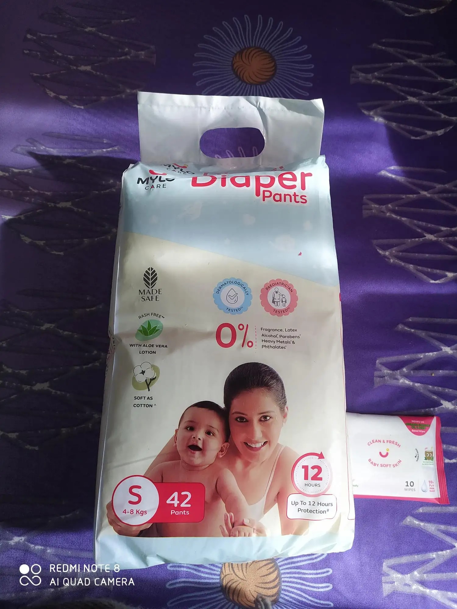 Mylo Baby New Born Diaper Pants | Up to 5Kgs | with Wetness Indicator | 92 Count