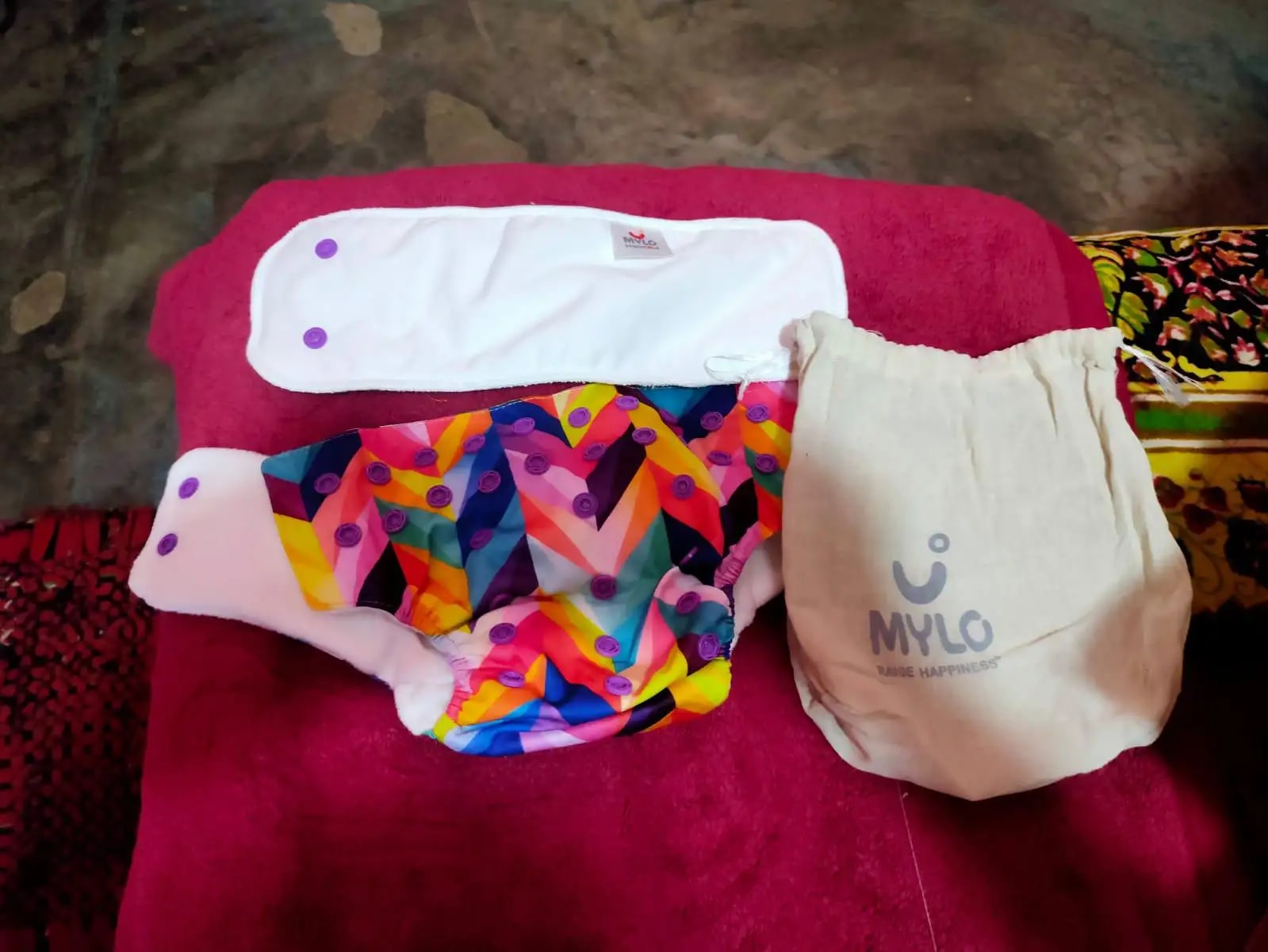 Adjustable Washable & Reusable Cloth Diaper With Dry Feel, Absorbent Insert Pad (3M-3Y) Prevents Rashes - Floral Spring - Pack of 1