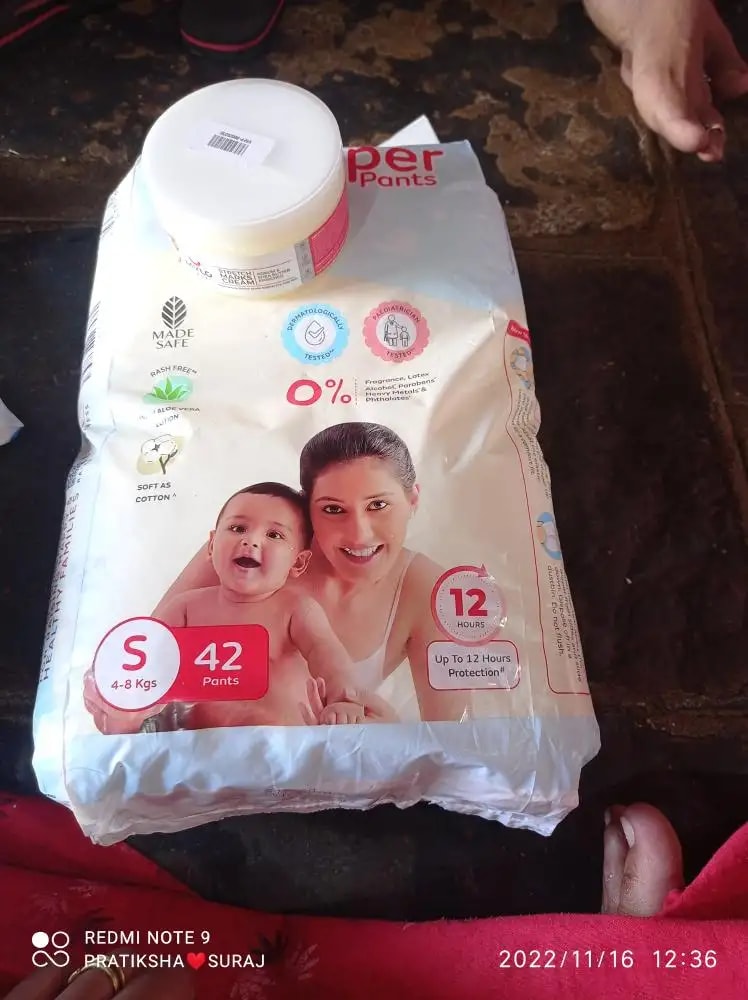 Mylo Baby New Born Diaper Pants | Up to 5Kgs | with Wetness Indicator | 92 Count