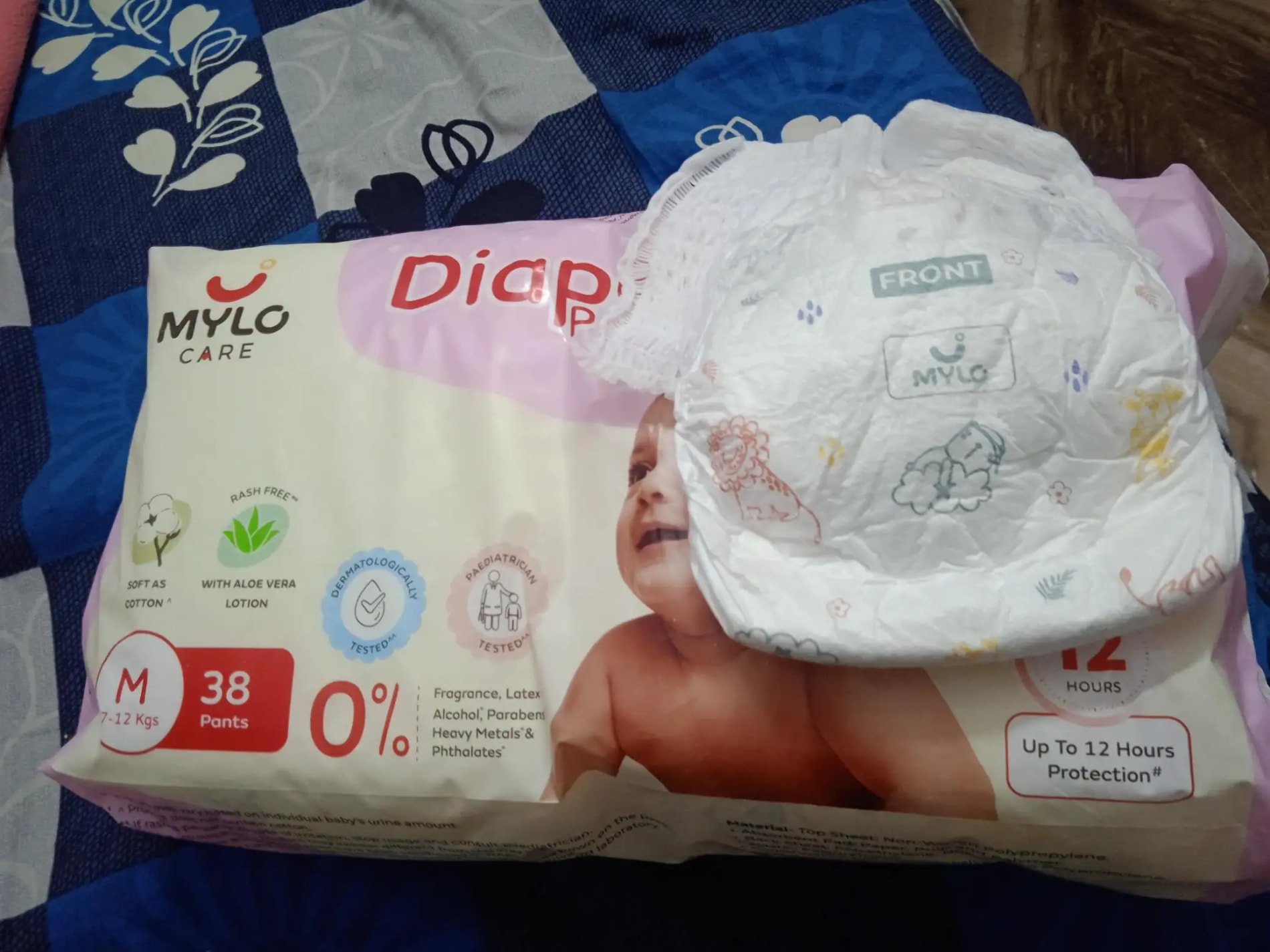 Mylo Baby New Born Diaper Pants | Up to 5Kgs | with Wetness Indicator | 92 Count