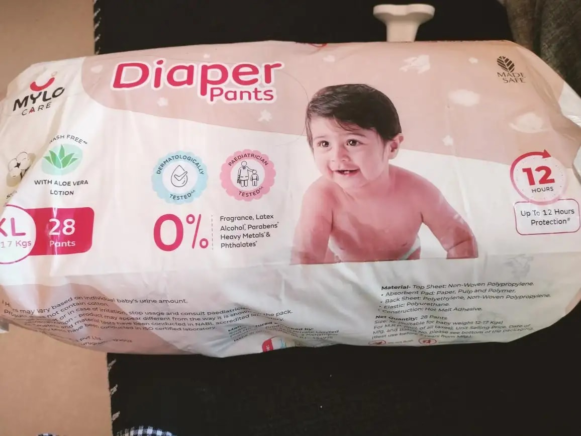 Mylo Baby New Born Diaper Pants | Up to 5Kgs | with Wetness Indicator | 92 Count