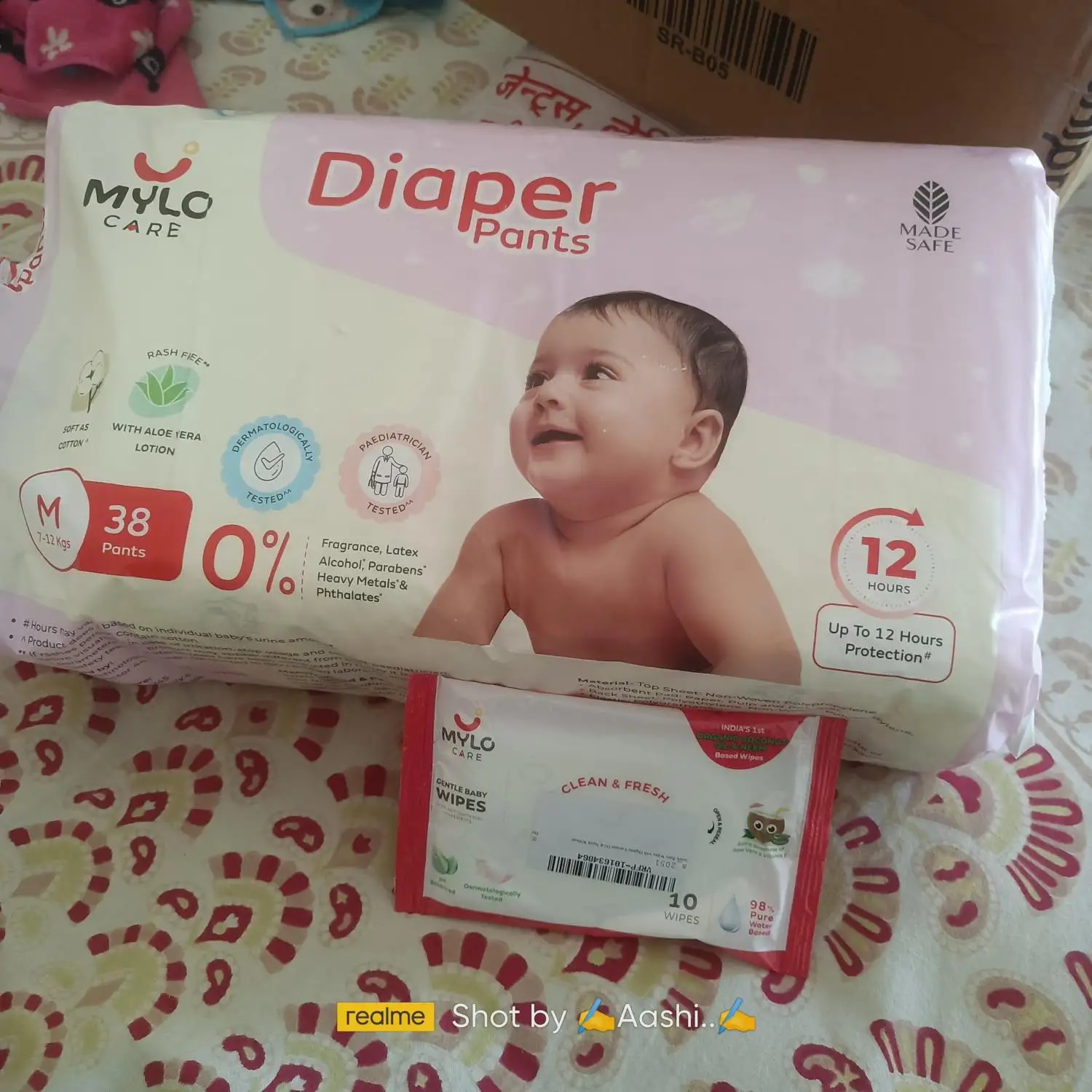 Mylo Baby New Born Diaper Pants | Up to 5Kgs | with Wetness Indicator | 92 Count