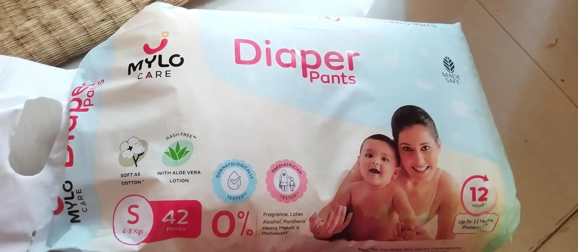 Mylo Baby New Born Diaper Pants | Up to 5Kgs | with Wetness Indicator | 92 Count