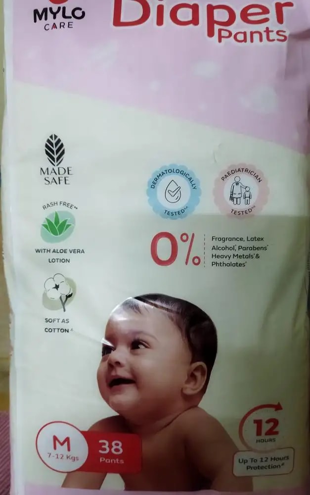 Mylo Baby New Born Diaper Pants | Up to 5Kgs | with Wetness Indicator | 92 Count