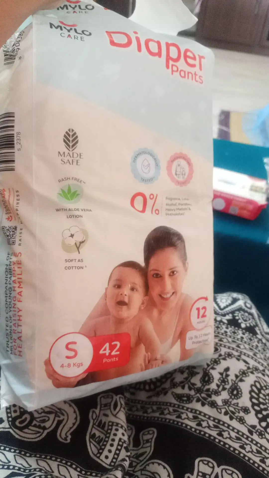 Mylo Baby New Born Diaper Pants | Up to 5Kgs | with Wetness Indicator | 92 Count