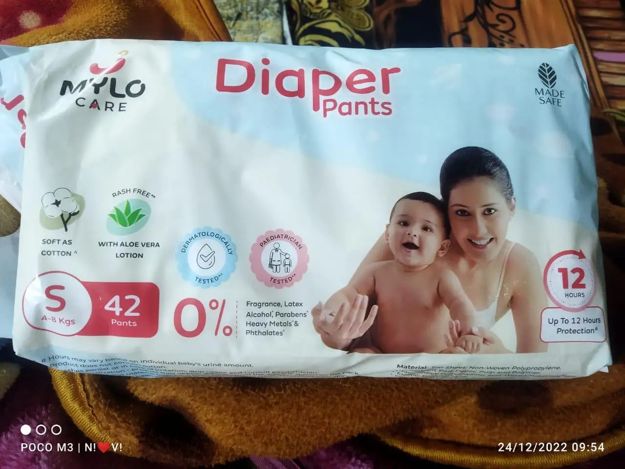 Mylo Baby New Born Diaper Pants | Up to 5Kgs | with Wetness Indicator | 92 Count